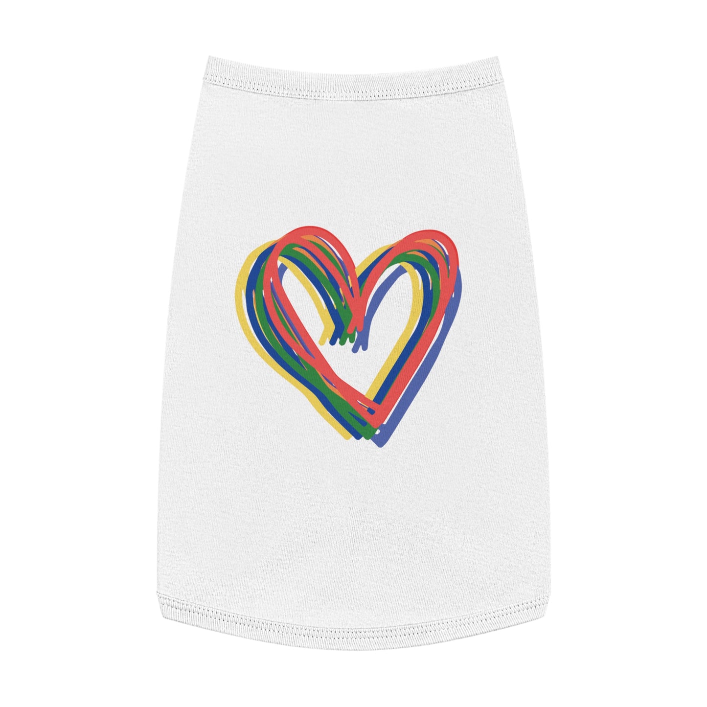 Rainbow Hearts Pet Tank Top, love, dog clothes, gifts, pet fashions, furry friends, cotton, dog shirts, cat shirts, Valentines Day