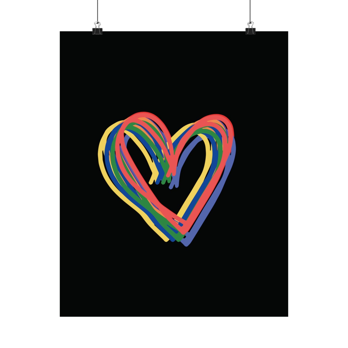 Rainbow Hearts Matte Vertical Poster, Hearts, Wall Art, You Frame, Home Decor, Gift, Gender Neutral, Valentines, Under 20 Dollars, 4 Sizes