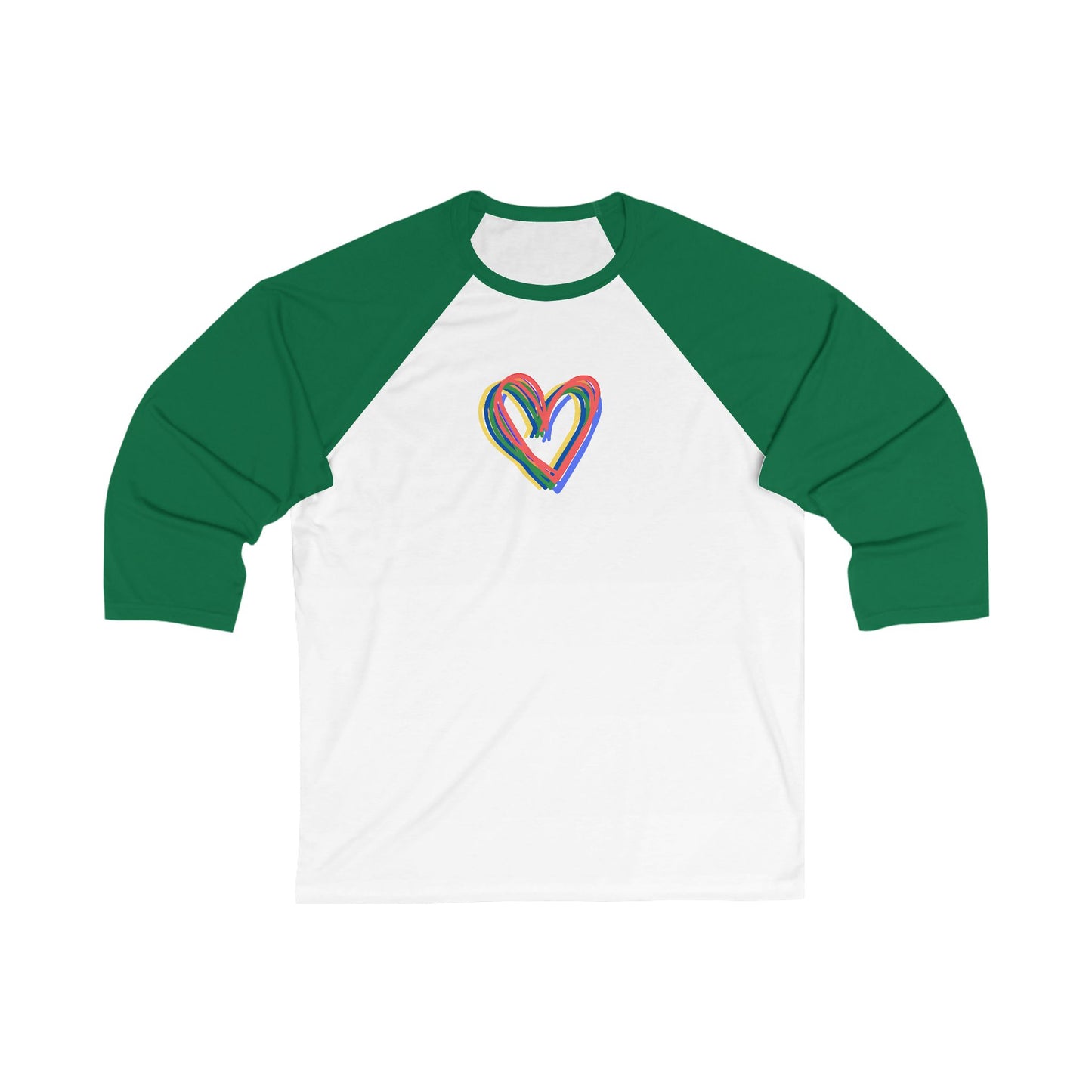 Rainbow Hearts Unisex 3\4 Sleeve Baseball Tee, love, pride, colorful, gender neutral, gifts, women men teens friends, Valentines, Christmas