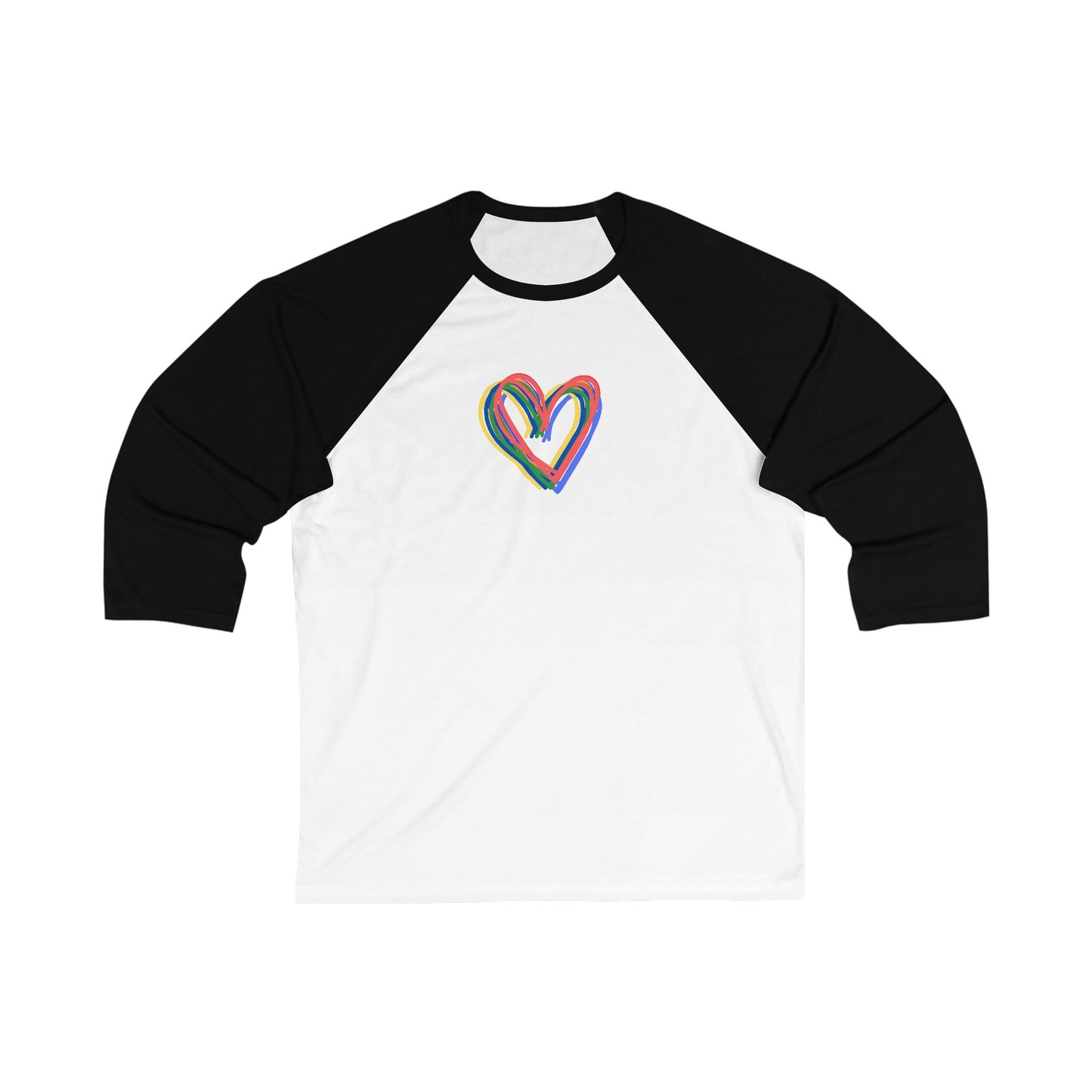 Rainbow Hearts Unisex 3\4 Sleeve Baseball Tee, love, pride, colorful, gender neutral, gifts, women men teens friends, Valentines, Christmas