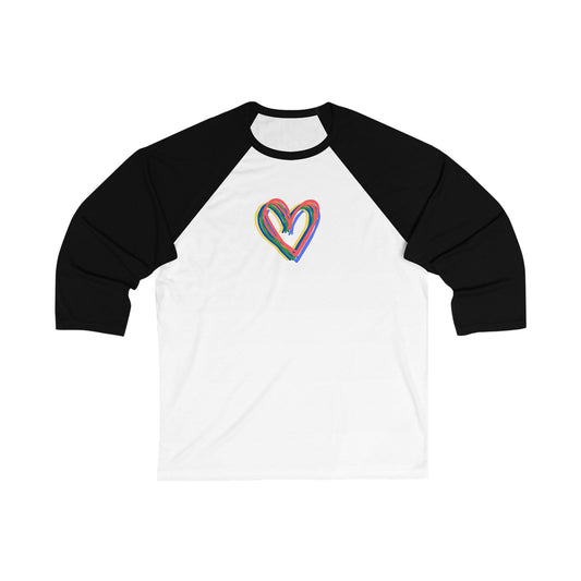 Rainbow Hearts Unisex 3\4 Sleeve Baseball Tee, love, pride, colorful, gender neutral, gifts, women men teens friends, Valentines, Christmas