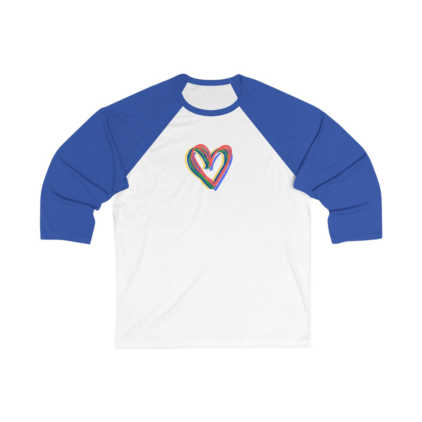 Rainbow Hearts Unisex 3\4 Sleeve Baseball Tee, love, pride, colorful, gender neutral, gifts, women men teens friends, Valentines, Christmas
