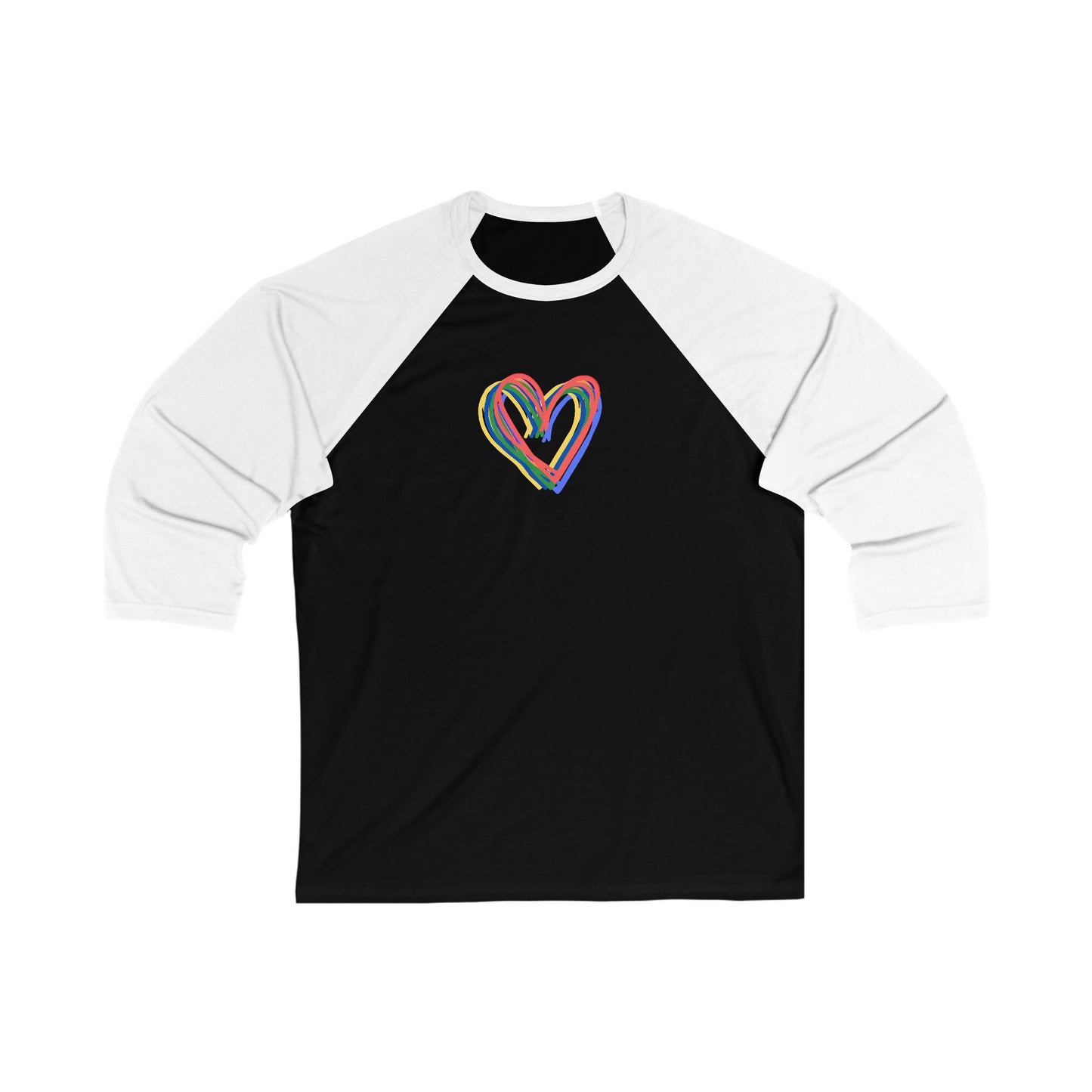 Rainbow Hearts Unisex 3\4 Sleeve Baseball Tee, love, pride, colorful, gender neutral, gifts, women men teens friends, Valentines, Christmas