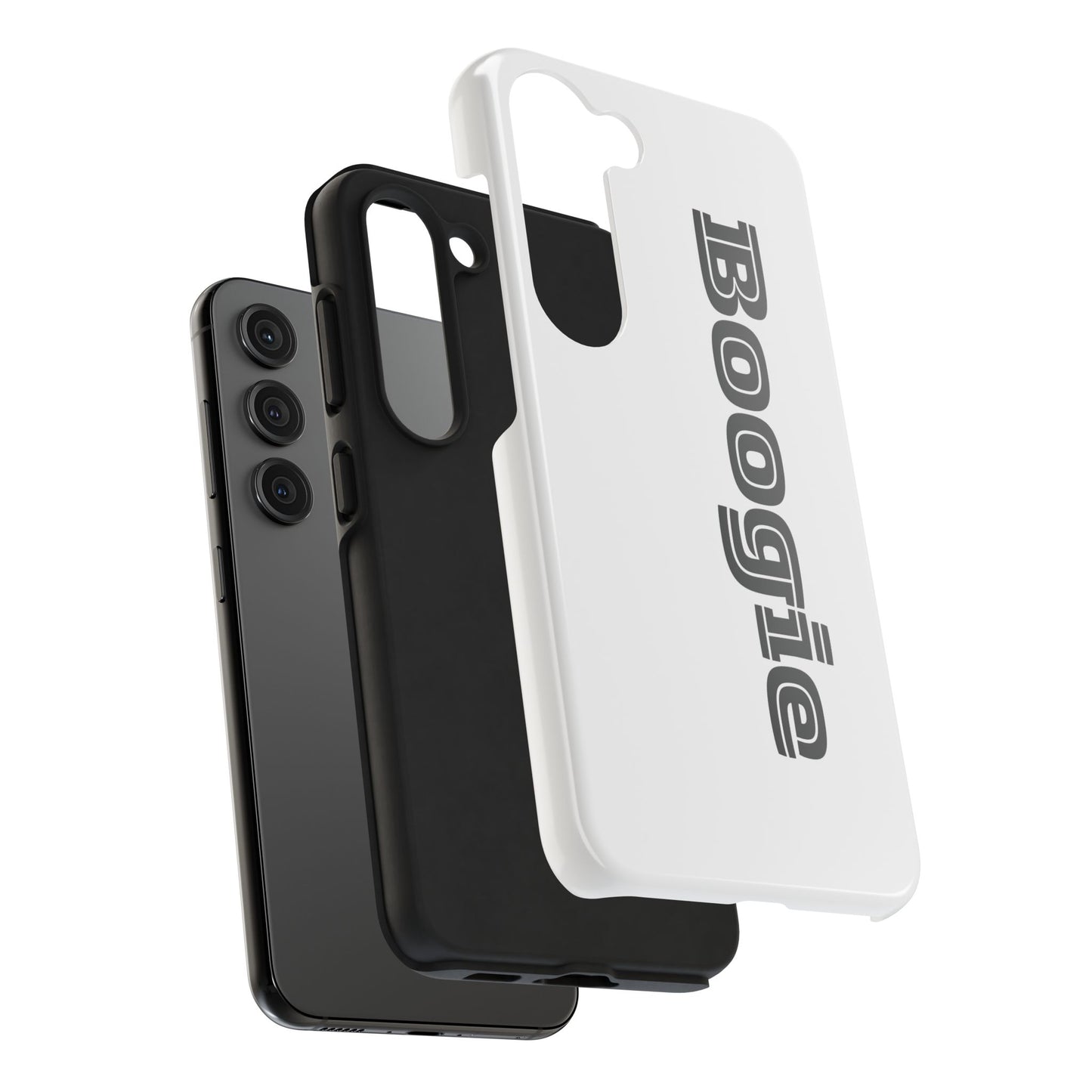 Boogie White Tough Phone Cases, iPhone Samsung cases, wireless charging, gender neutral women men friends kids teens gift birthday Christmas