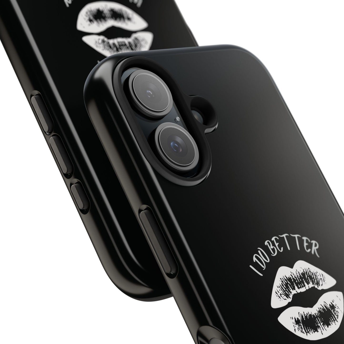 Glamorous Lipstick Tough Phone Cases - Empowered Gifts, Sassy Wireless Charging Cover, Fun Lips Samsung & iPhone Cases, Black Design