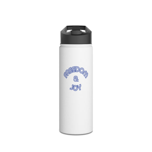 Freedom & Joy White Stainless Steel Water Bottle, America, Equality, Love, Election, Political, Vote, Gift, Exercise, Workout, Eco BPA-free