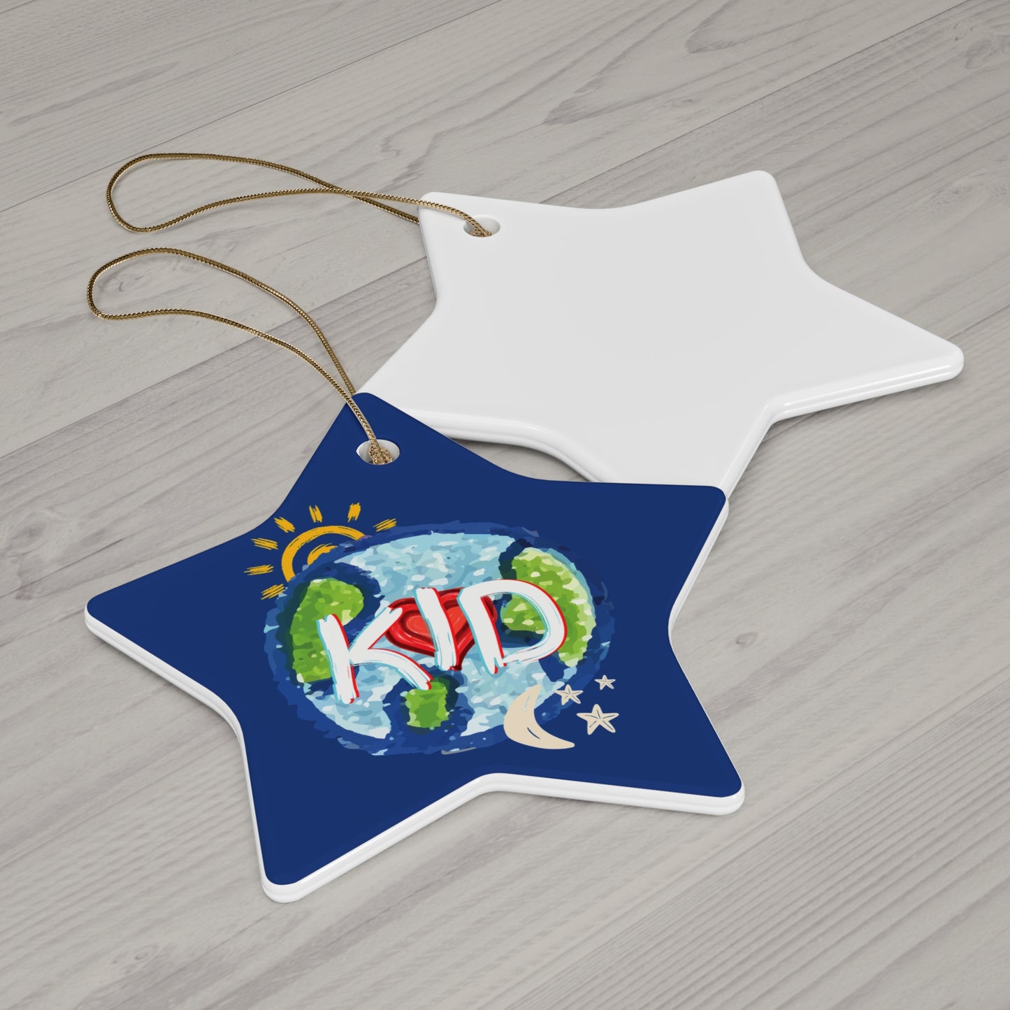KID Hanging Ceramic Ornament, Whole World, Sun Moon & Stars, Heart, Circle Snowflake Heart Star, Christmas Tree, Holiday, Birthday, Gifts