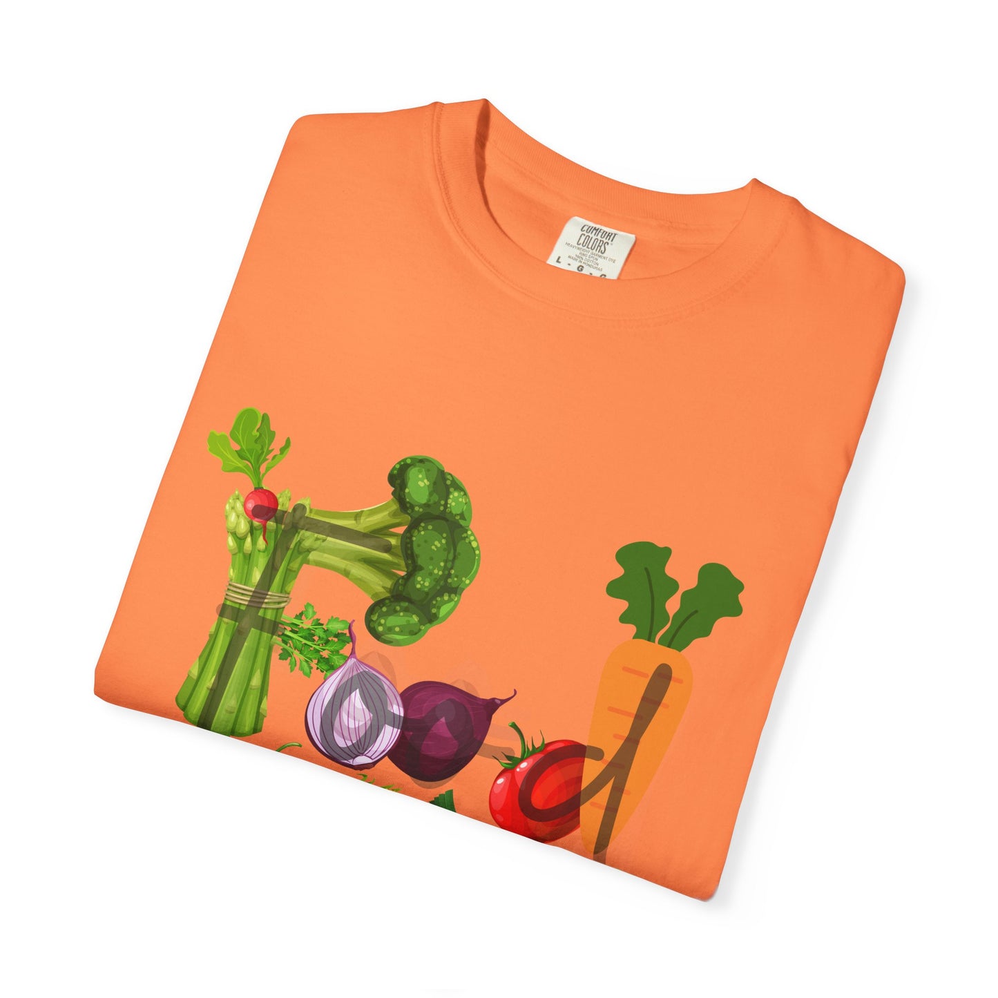 Food Unisex Garment-Dyed T-shirt, vegetables, healthy, groceries, snacks, cooking, gender neutral, casual, relaxed, soft, preshrunk cotton