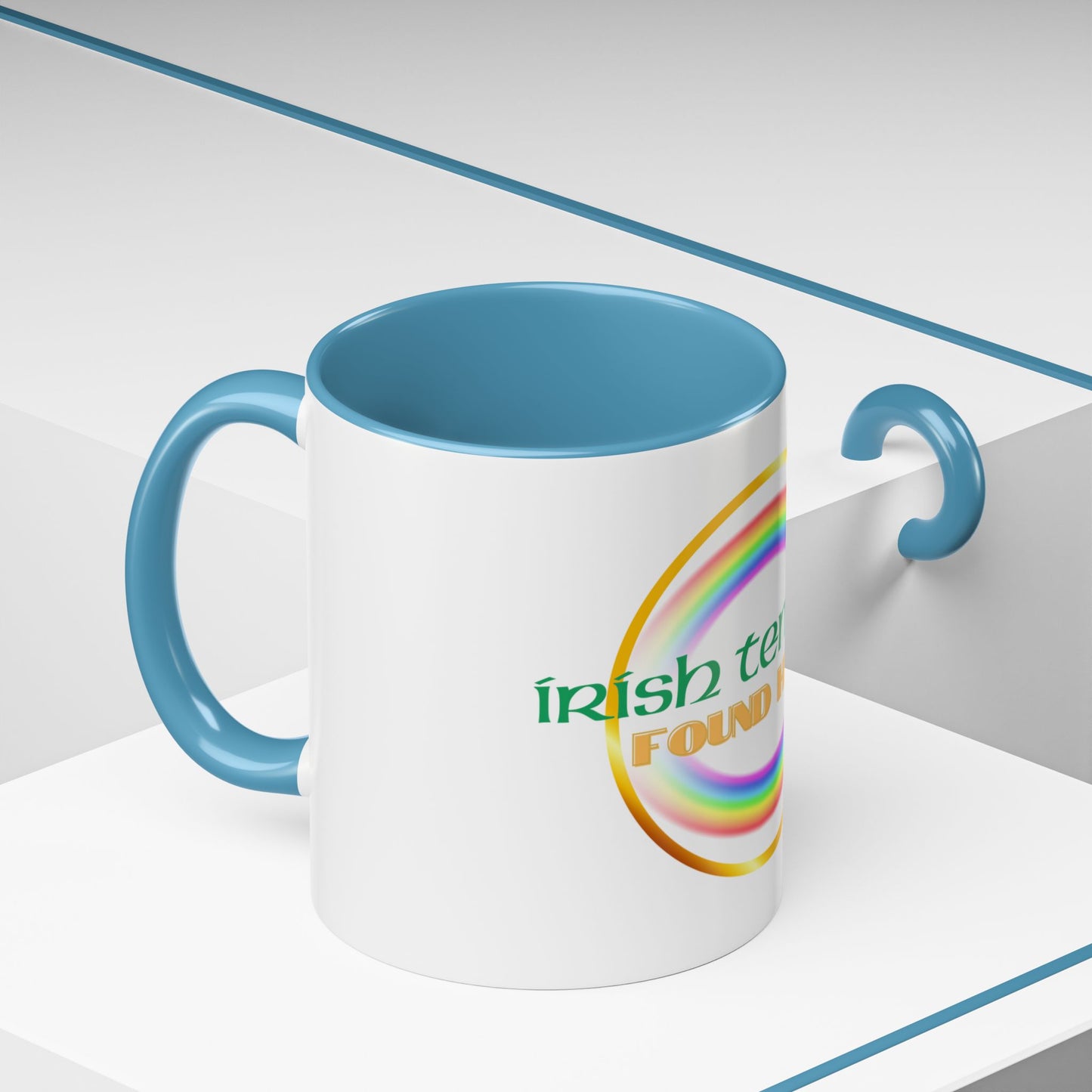 Coffee Mug - Irish Temper Found Here, Rainbow Design, BPA-Free Ceramic, St Patricks Gift