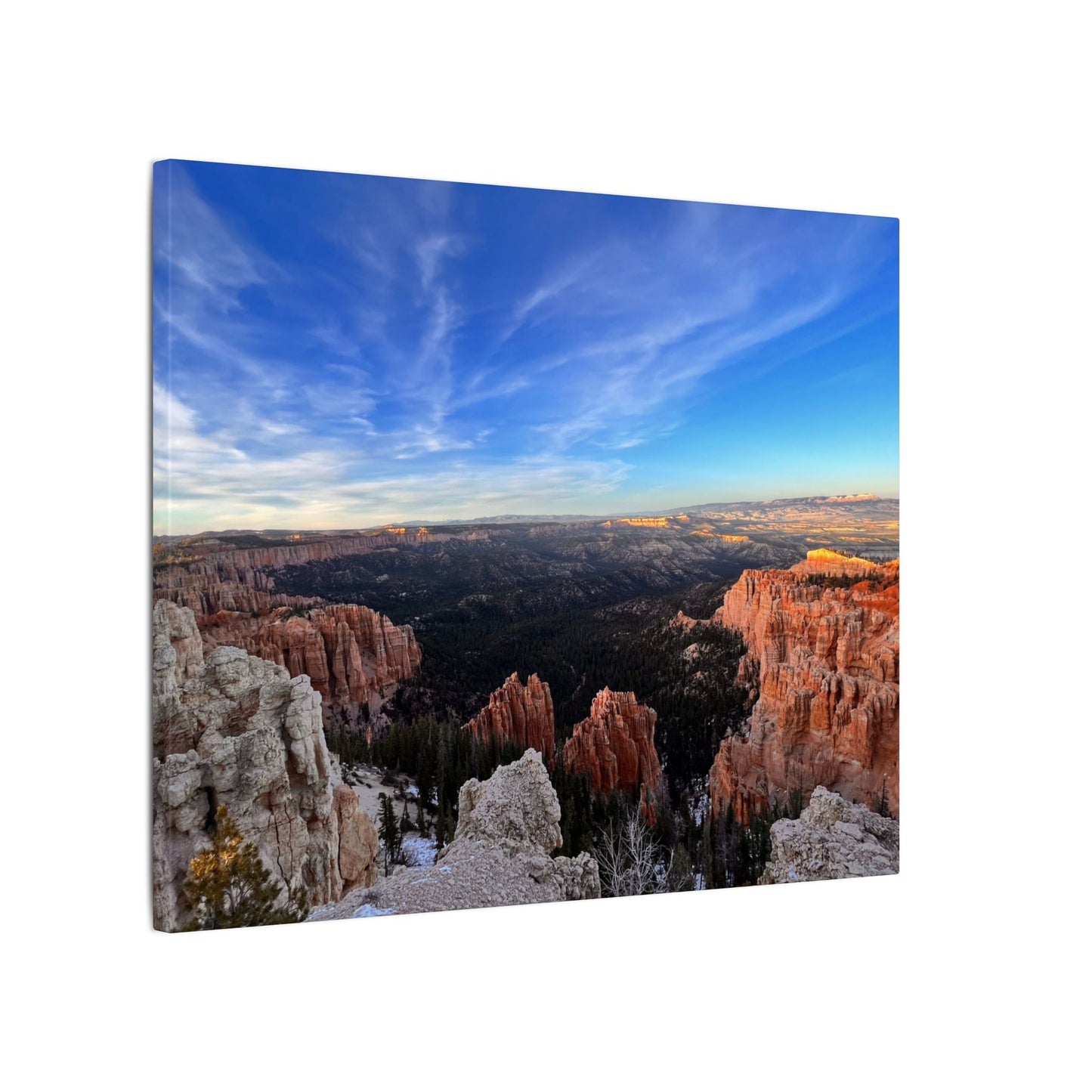 Canvas Wrap Bryce Canyon Landscape, Nature, America, Western, Artwork, Wall Art, Matte Print, Rocks, Gift, Sky, Colorful, Clouds, Eco