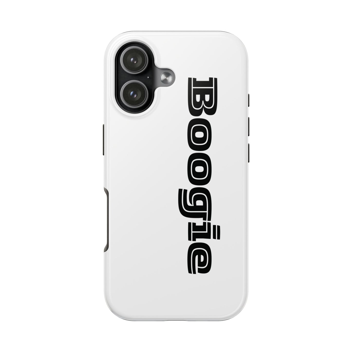 Boogie White Tough Phone Cases, iPhone Samsung cases, wireless charging, gender neutral women men friends kids teens gift birthday Christmas