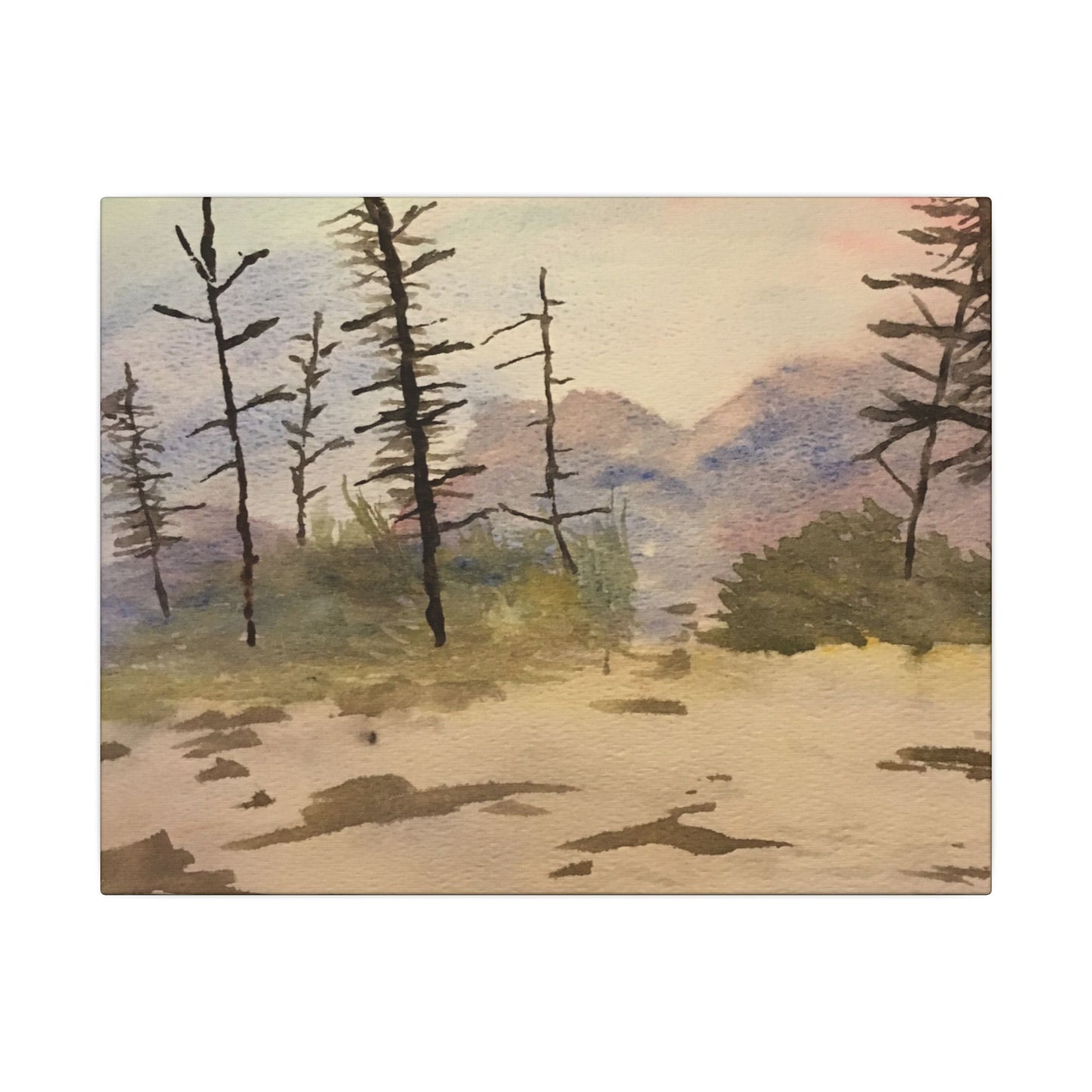 Canvas Wrap Glacier National Park After Fire, Nature, America, Trees, Original Watercolor Print, Artwork, Wall Art, Print, Mountains, Gift