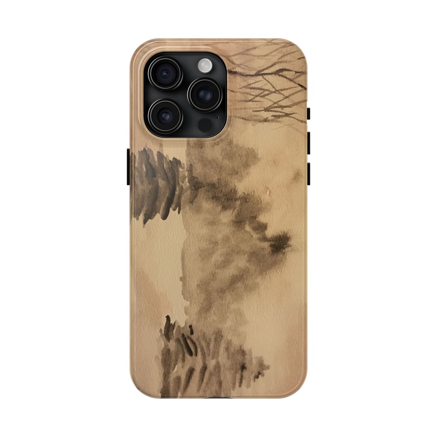 Winter Scene Tough Phone Cases, iPhone & Samsung cases, wireless charging, pine trees, snow, original watercolor artwork, gifts, Christmas