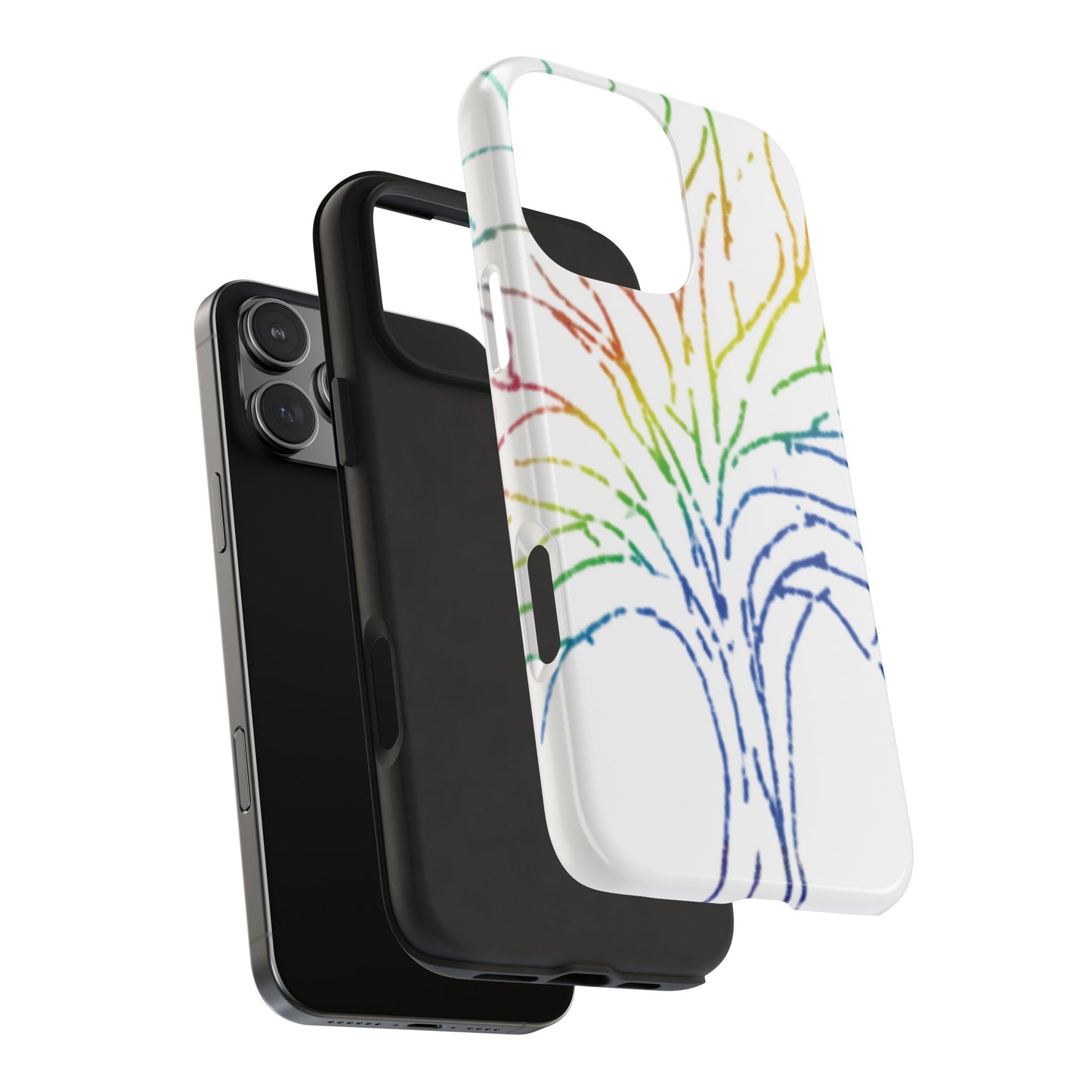 Rainbow Tree Tough Phone Cases - Colorful Nature Love Pride Gender Neutral Gifts for Friends, iPhone Samsung Wireless Charging Cover, LGBTQ+