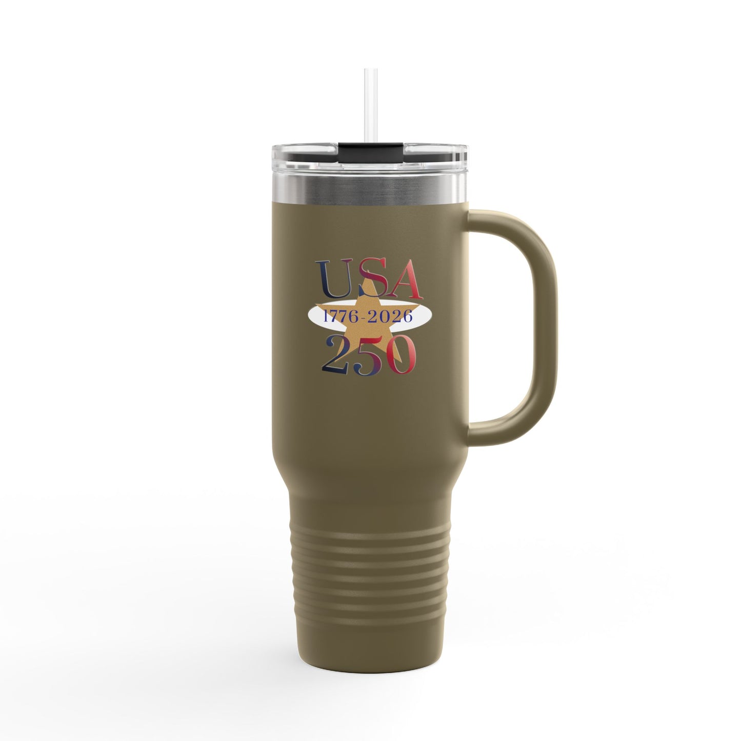 USA 250 Stainless Steel Travel Mug — 40oz Insulated Patriotic Tumbler (1776–2026)