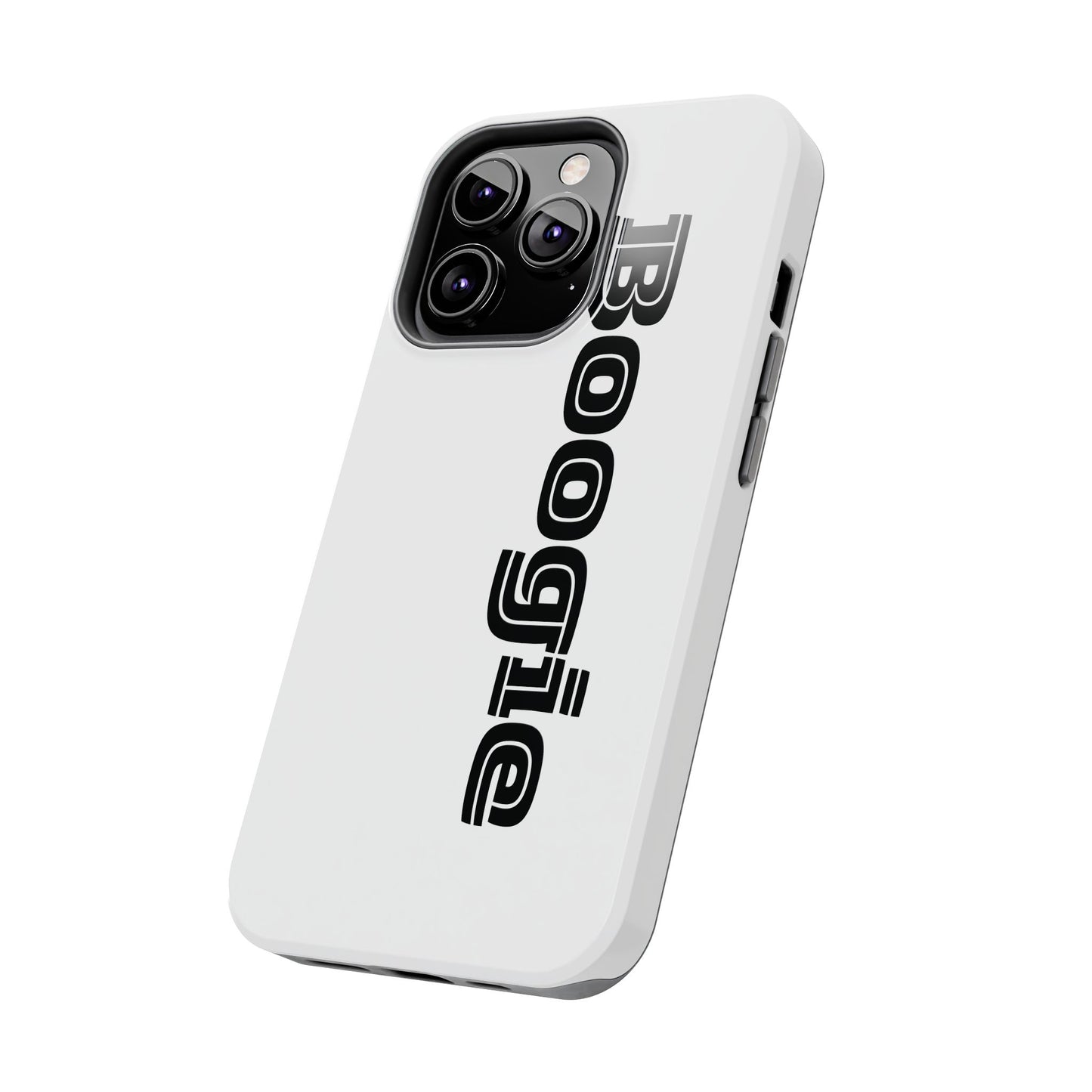 Boogie White Tough Phone Cases, iPhone Samsung cases, wireless charging, gender neutral women men friends kids teens gift birthday Christmas