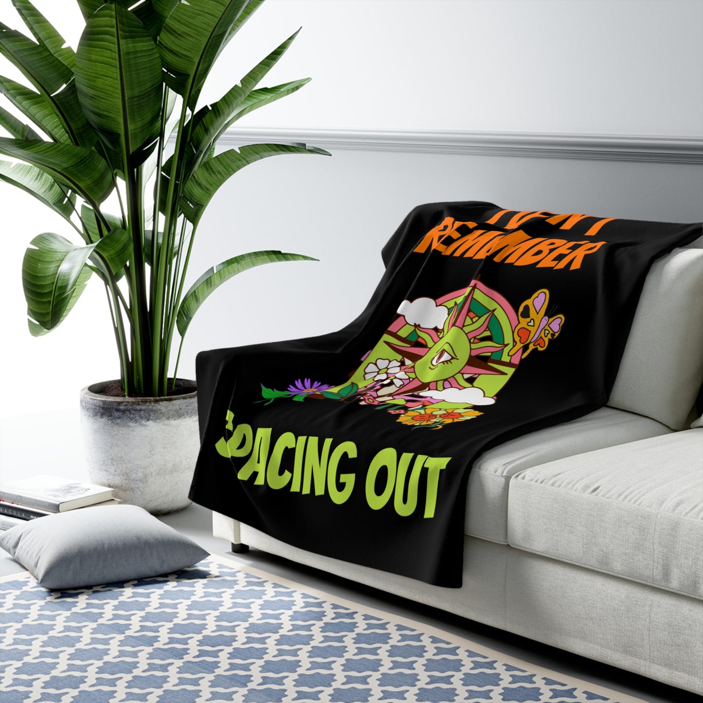 I Dont Remember Spacing Out Sherpa Fleece Blanket, Graphic Art, Funny, Space Cadet, Gender Neutral Decor, Throw, Cozy, Gift, Soft, Warm