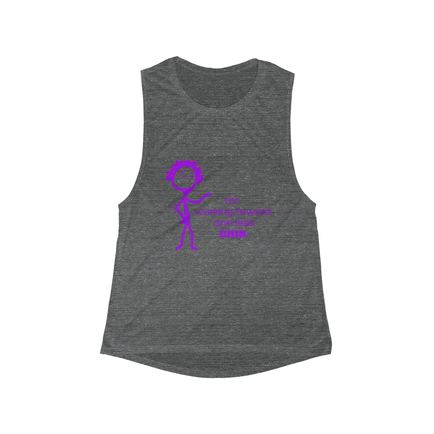 Im Working Toward One Less Chin Women's Flowy Scoop Muscle Tank, funny, exercise, aging, snark, gender neutral, womens tee, gift, sleeveless