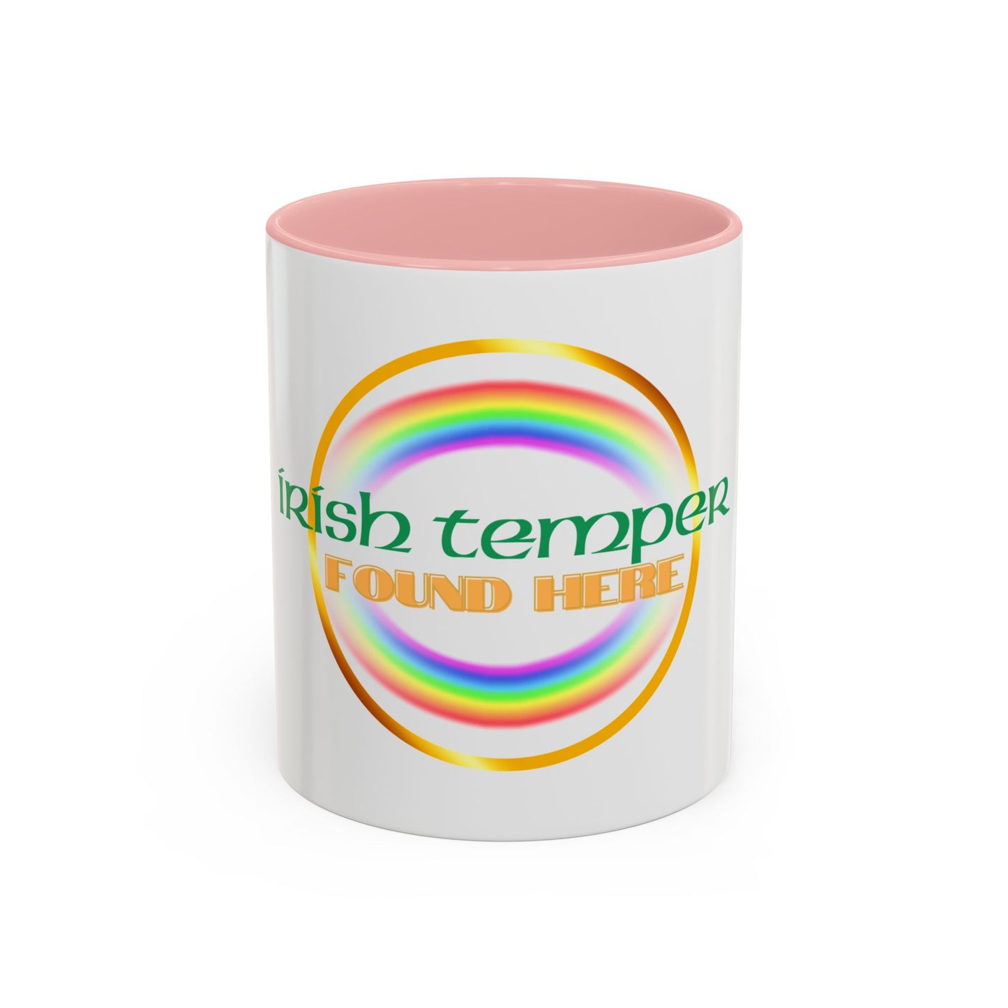 Coffee Mug - Irish Temper Found Here, Rainbow Design, BPA-Free Ceramic, St Patricks Gift