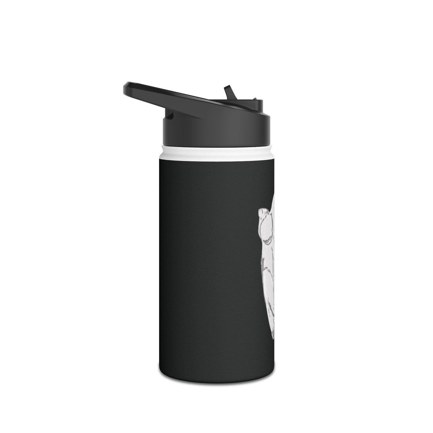 White Frog Black Stainless Steel Water Bottle, Animals, Amphibians, Nature, Exercise, Eco Friendly, Gender Neutral, Men, Women, Kids, Gifts
