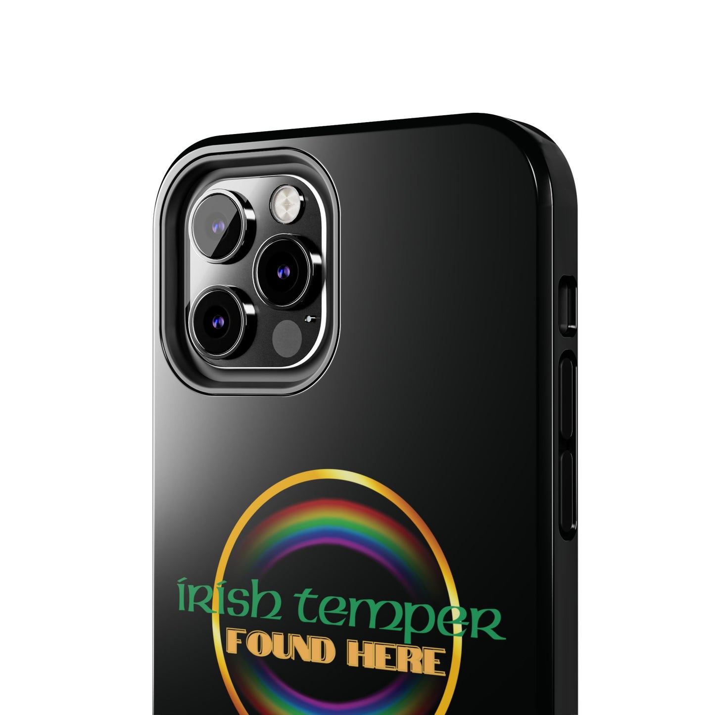 Irish Temper Found Here Black Tough Phone Cases, iPhone & Samsung cases, wireless charging, gifts, St Patricks Day, Birthday, Christmas