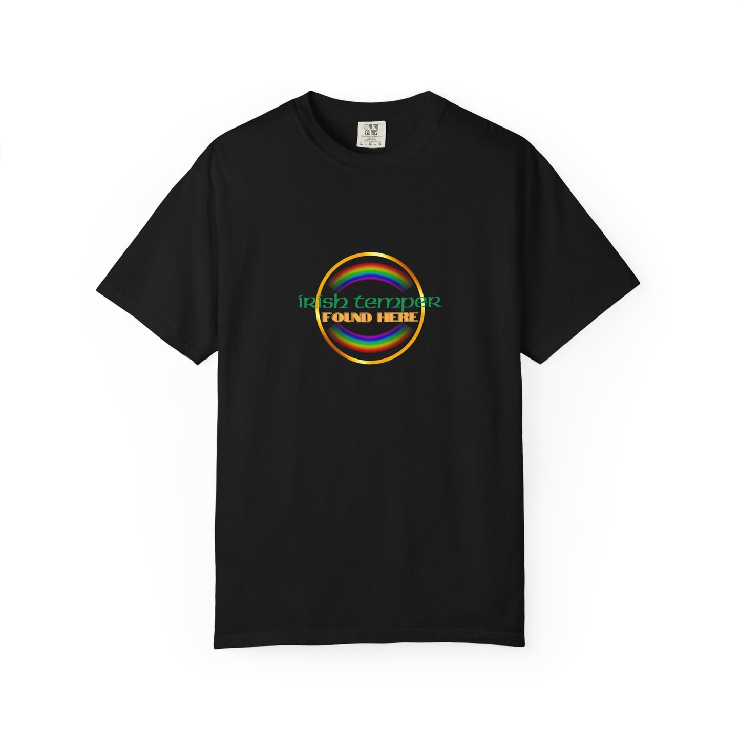 Irish Temper Found Here Unisex Garment-Dyed T-shirt, rainbow, fun, gender neutral, casual, relaxed, soft, preshrunk cotton, St Patricks Day