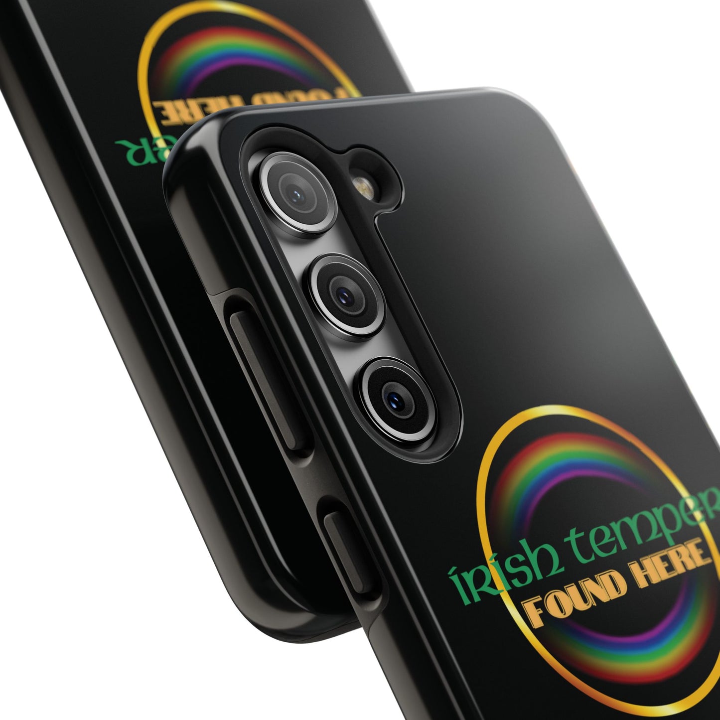 Irish Temper Found Here Black Tough Phone Cases, iPhone & Samsung cases, wireless charging, gifts, St Patricks Day, Birthday, Christmas