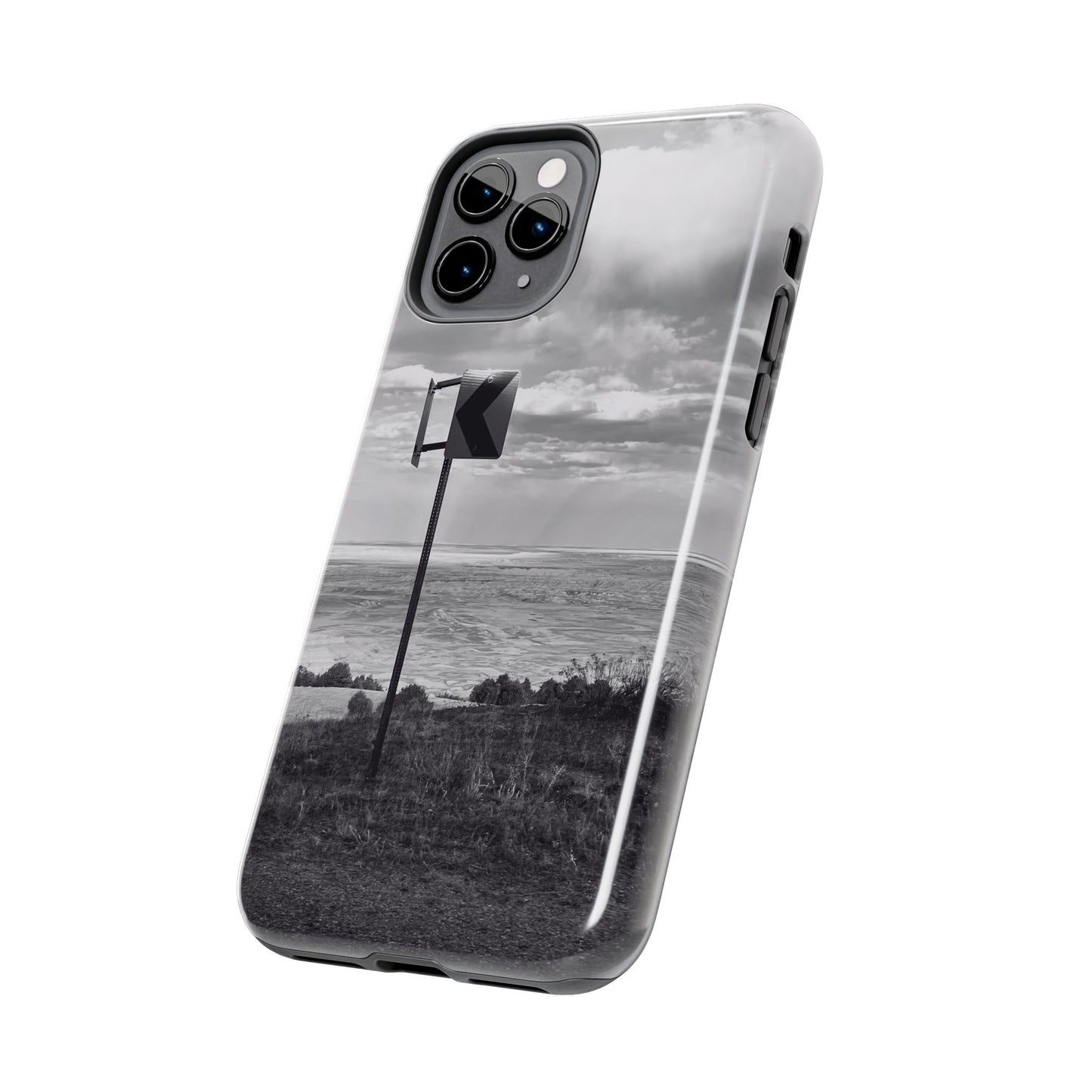 Road Sign Tough Phone Cases, iPhone & Samsung cases, wireless charging, black and white photo, nature, original art, gift birthday Christmas