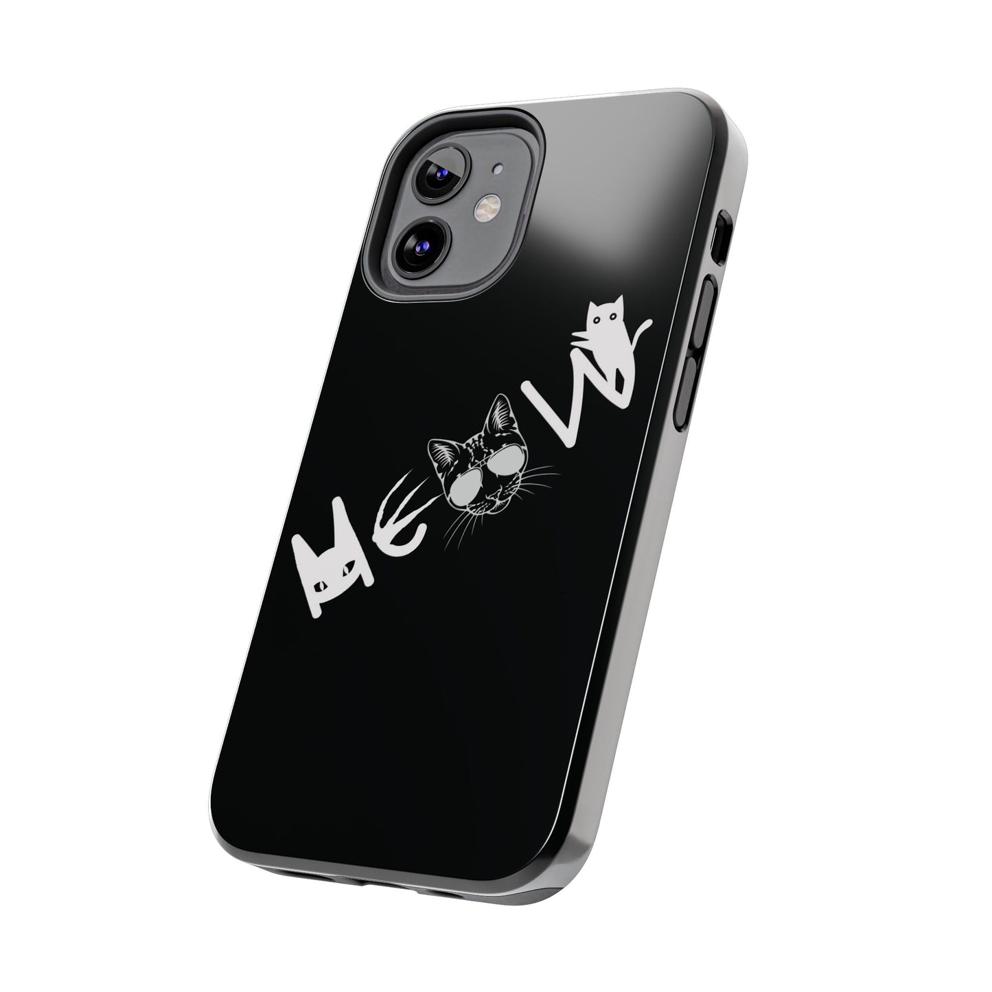 Meow Tough Phone Cases, iPhone & Samsung cases, wireless charging, cats, sassy, kitty, gender neutral, gifts, Halloween, birthday, Christmas