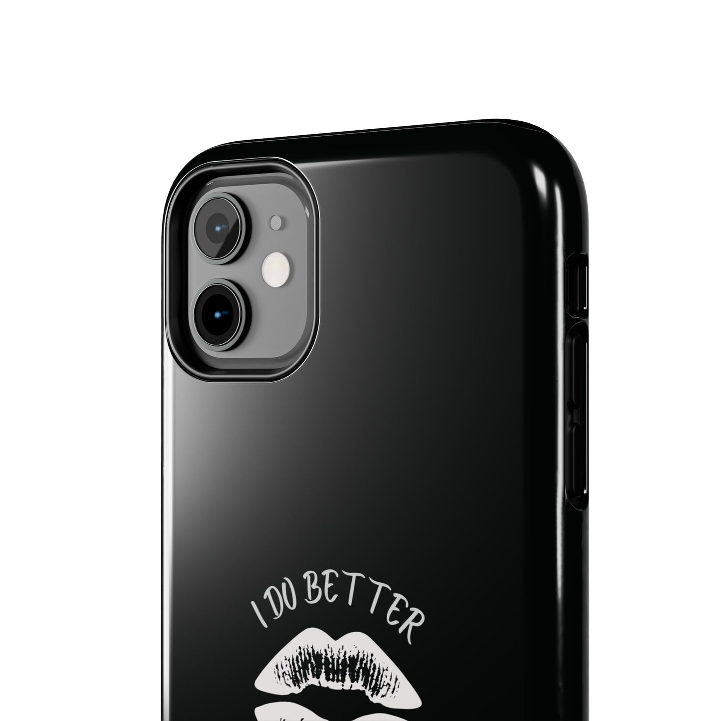 Glamorous Lipstick Tough Phone Cases - Empowered Gifts, Sassy Wireless Charging Cover, Fun Lips Samsung & iPhone Cases, Black Design