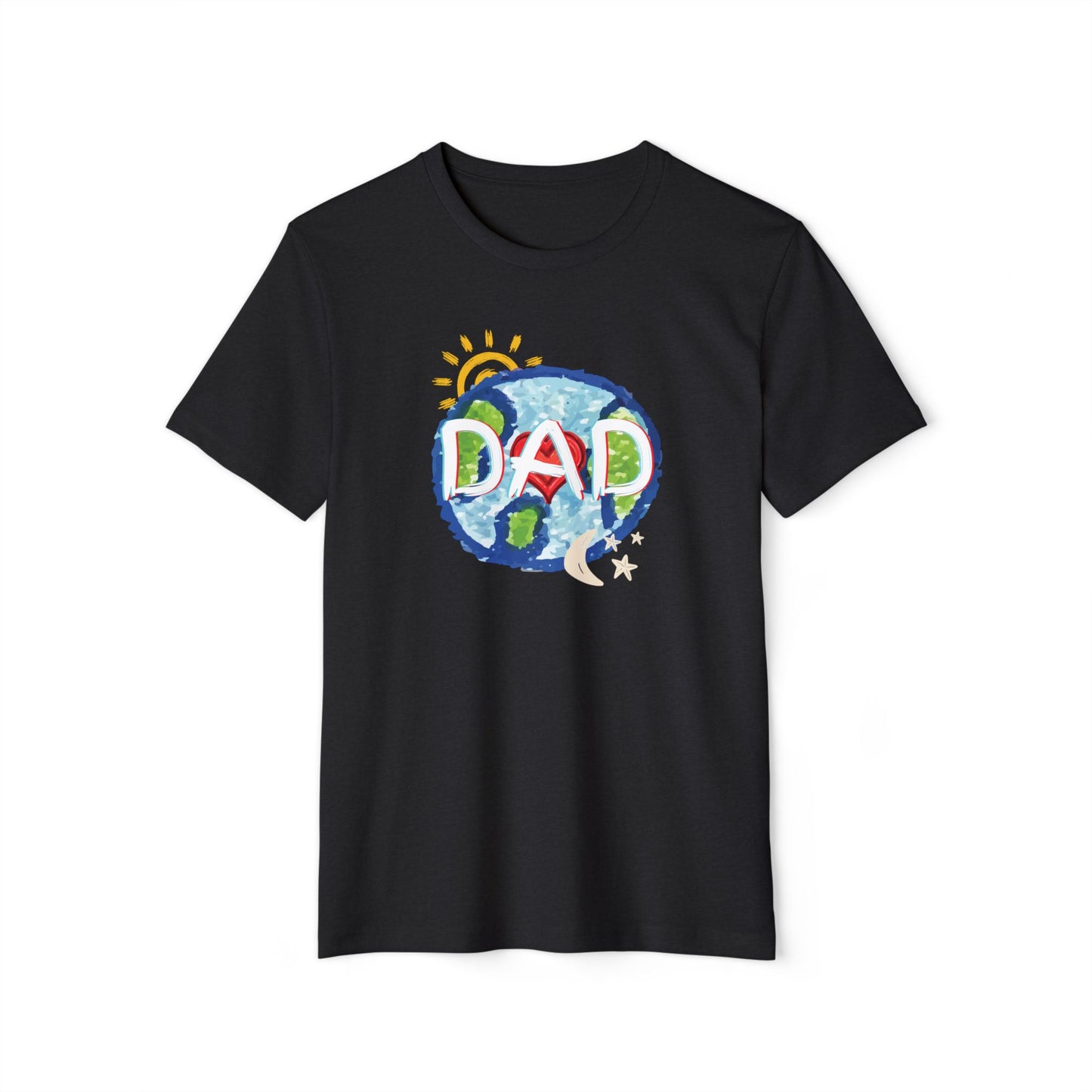 Dad Whole World Sun Moon Stars Heart Unisex Recycled Organic T-Shirt, Father's Day Gift, Family Matching Outfit, Eco-Friendly Tee, Unique