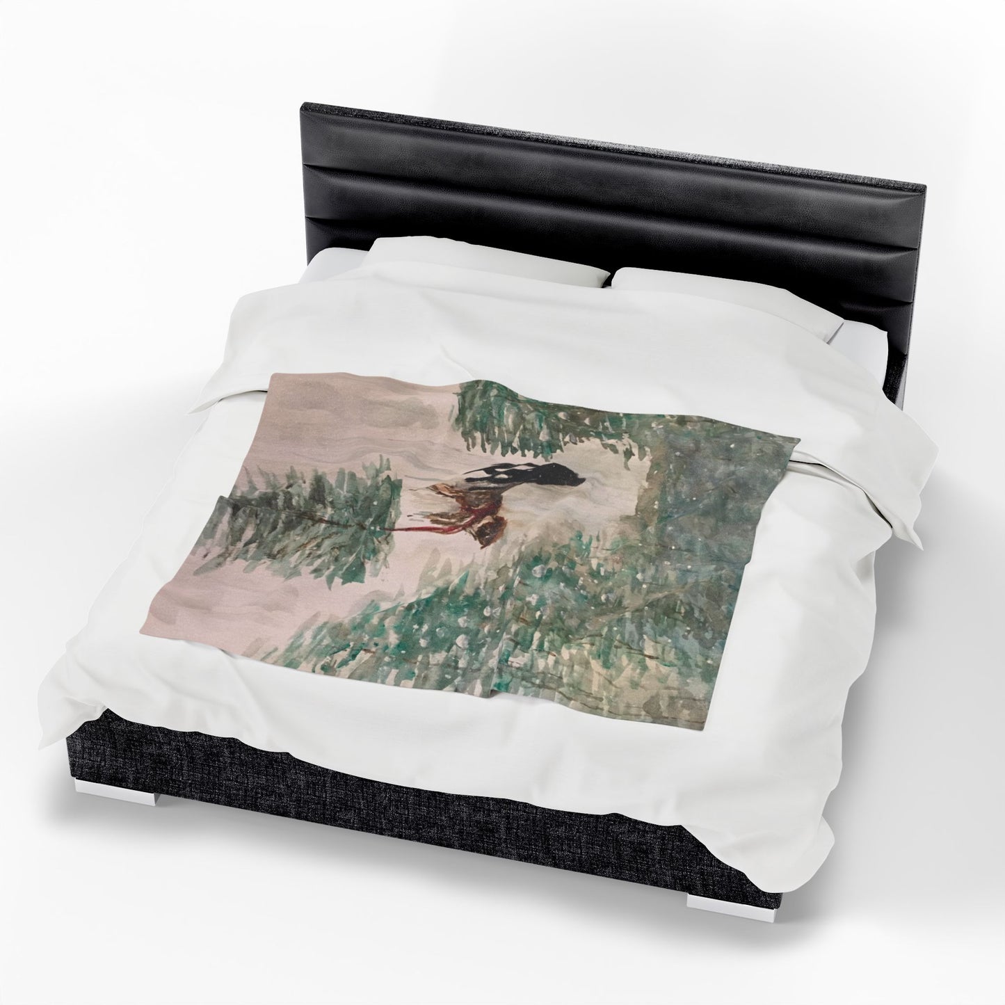Dog Pulling Tree Velveteen Blanket, Cozy Throw, Home Decor, Gift, Bed Cover, Vibrant Couch Blanket, Birthday Wedding Anniversary Christmas