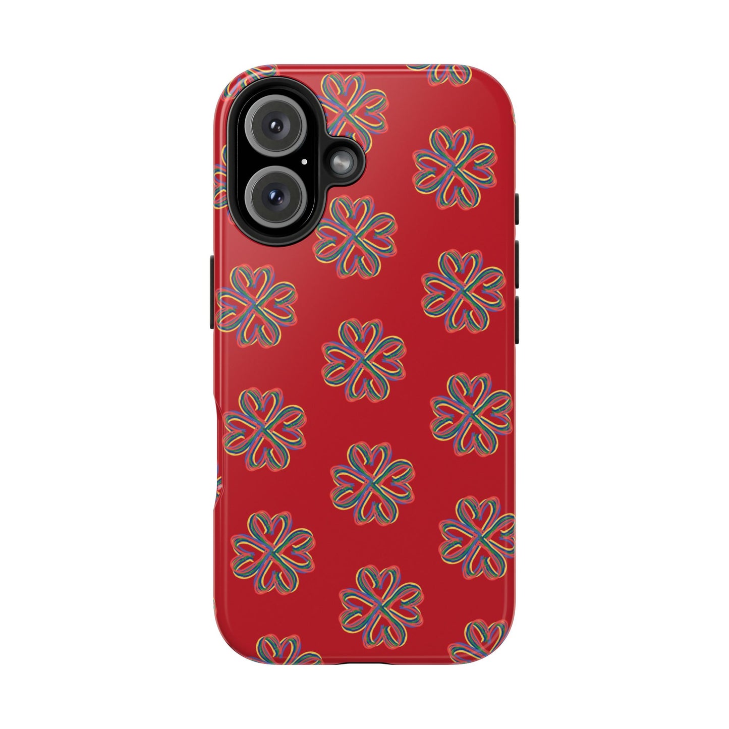 Floral Tough Phone Case, Red Phone Cover, Protective Tech Accessory, Botanical Phone Shell, Gift for Gardeners, Colorful, Wireless Charging
