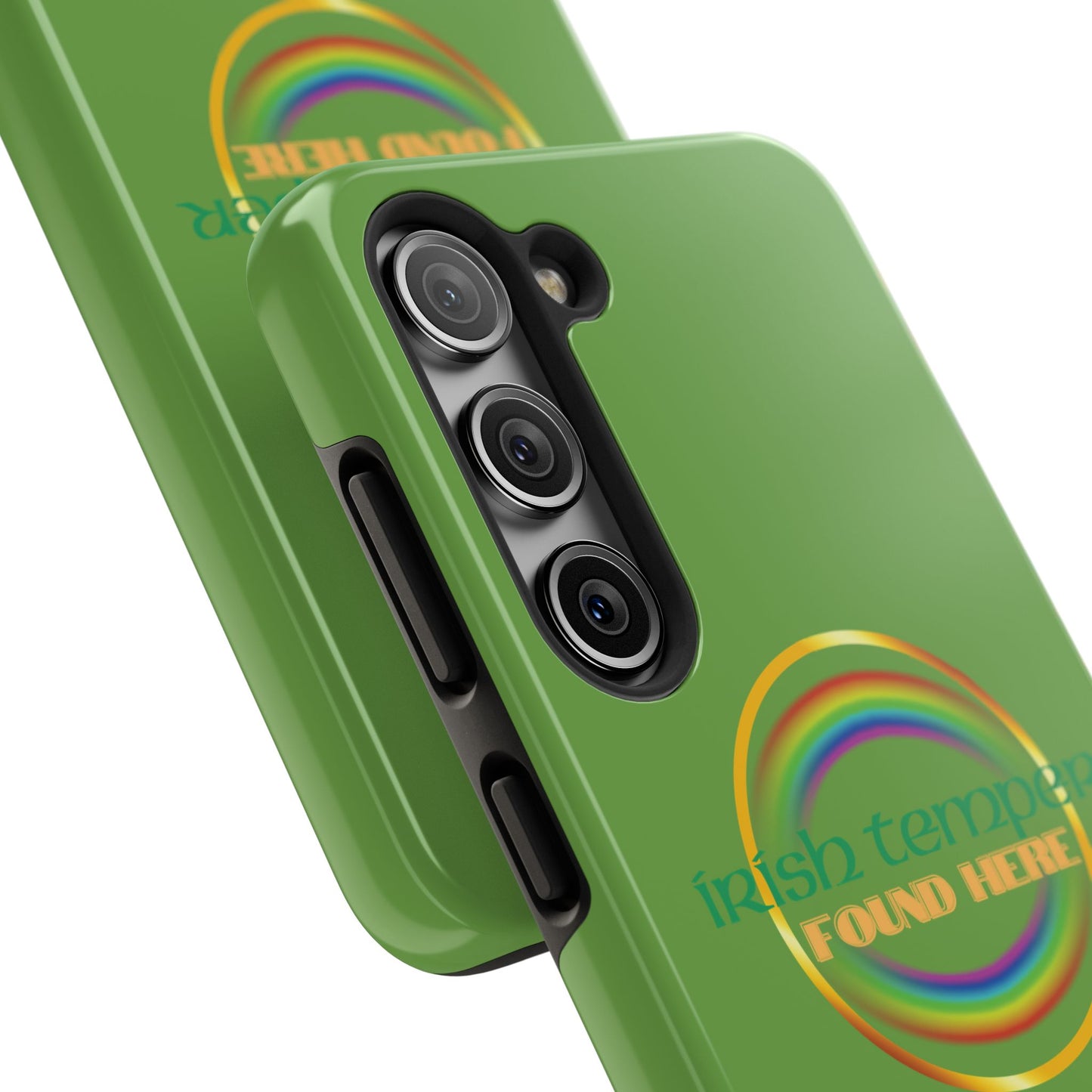 Green Irish Temper Found Here Tough Phone Cases, iPhone & Samsung cases, wireless charging, gifts, St Patricks Day, Birthday, Christmas