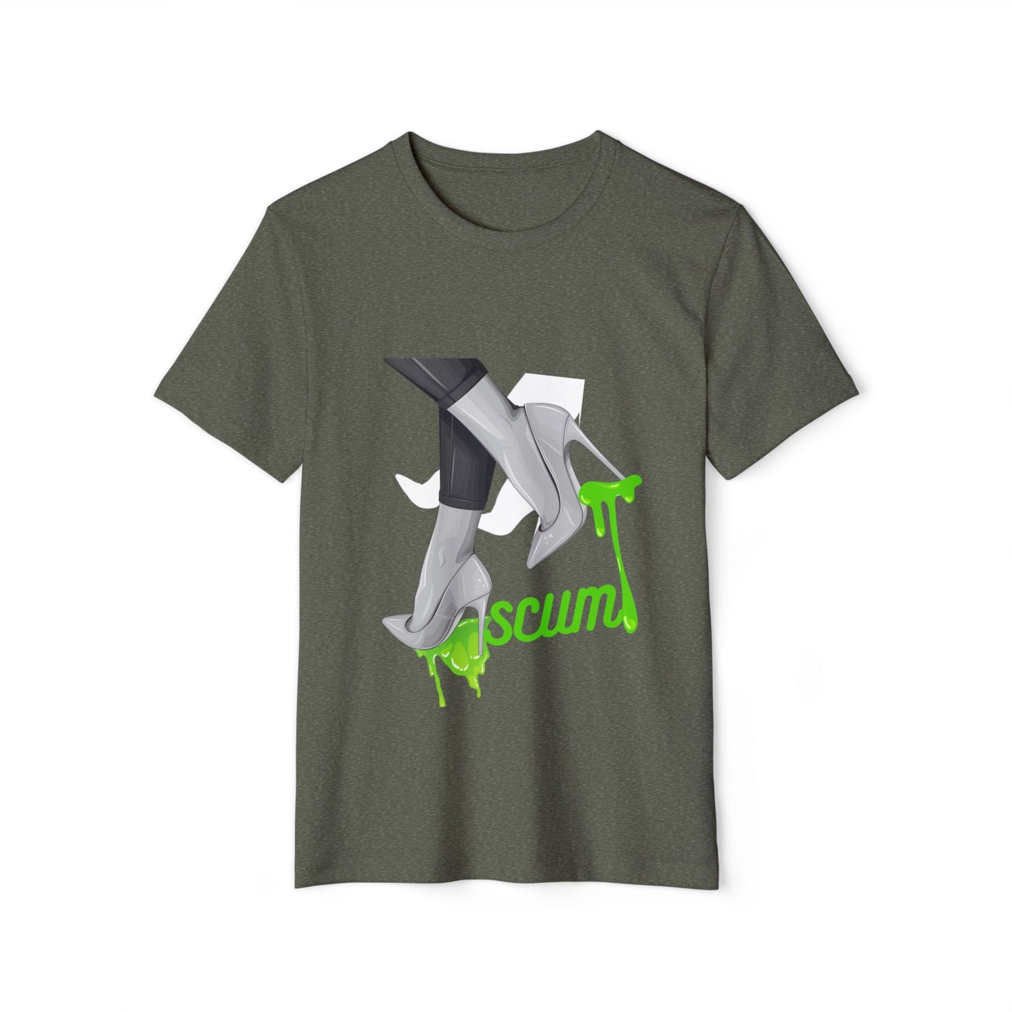 Graphic Tee Unisex Recycled Organic T-Shirt, High Heels Dripping Scum Tee, Fashionable Eco-Friendly Shirt, Sustainable Streetwear Top,