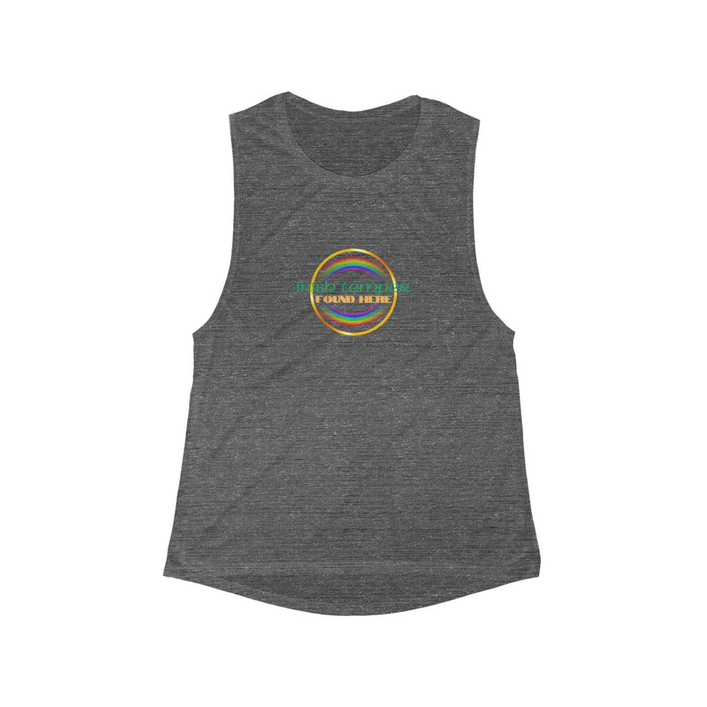 Irish Temper Found Here Women's Flowy Scoop Muscle Tank, rainbow, funny, snarky, personality, womens tee, gift, sleeveless, St Patricks