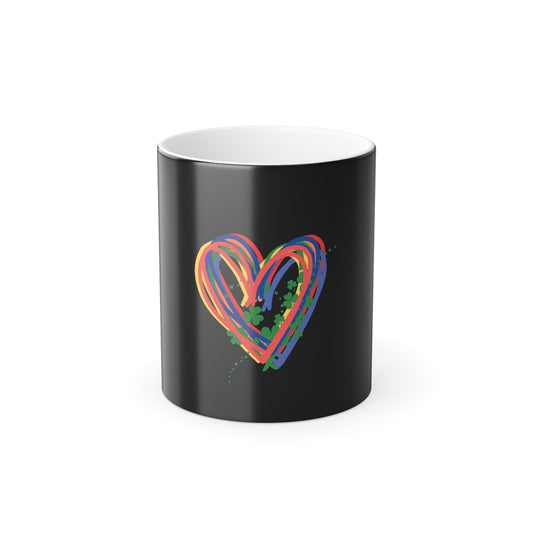 Rainbow Hearts & Shamrocks Color Morphing Mug 11oz St Patricks Day