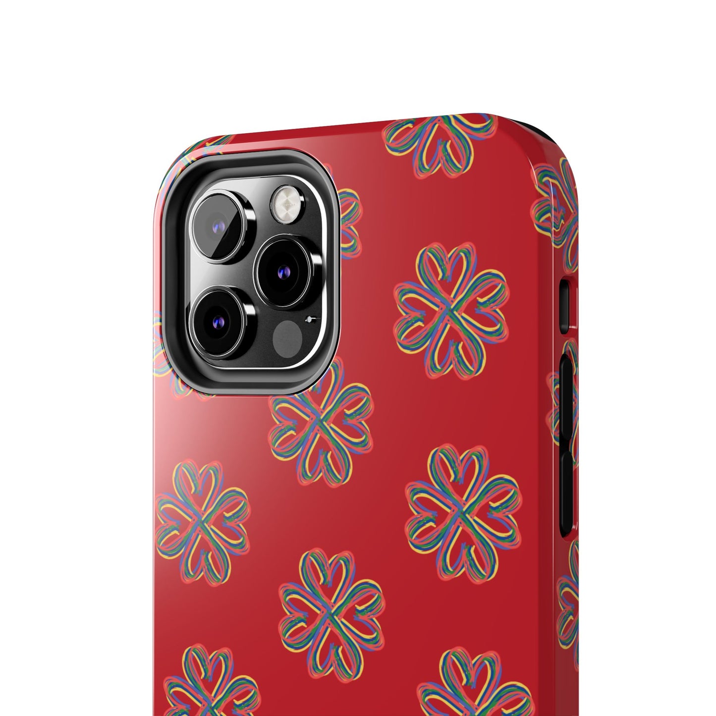 Floral Tough Phone Case, Red Phone Cover, Protective Tech Accessory, Botanical Phone Shell, Gift for Gardeners, Colorful, Wireless Charging