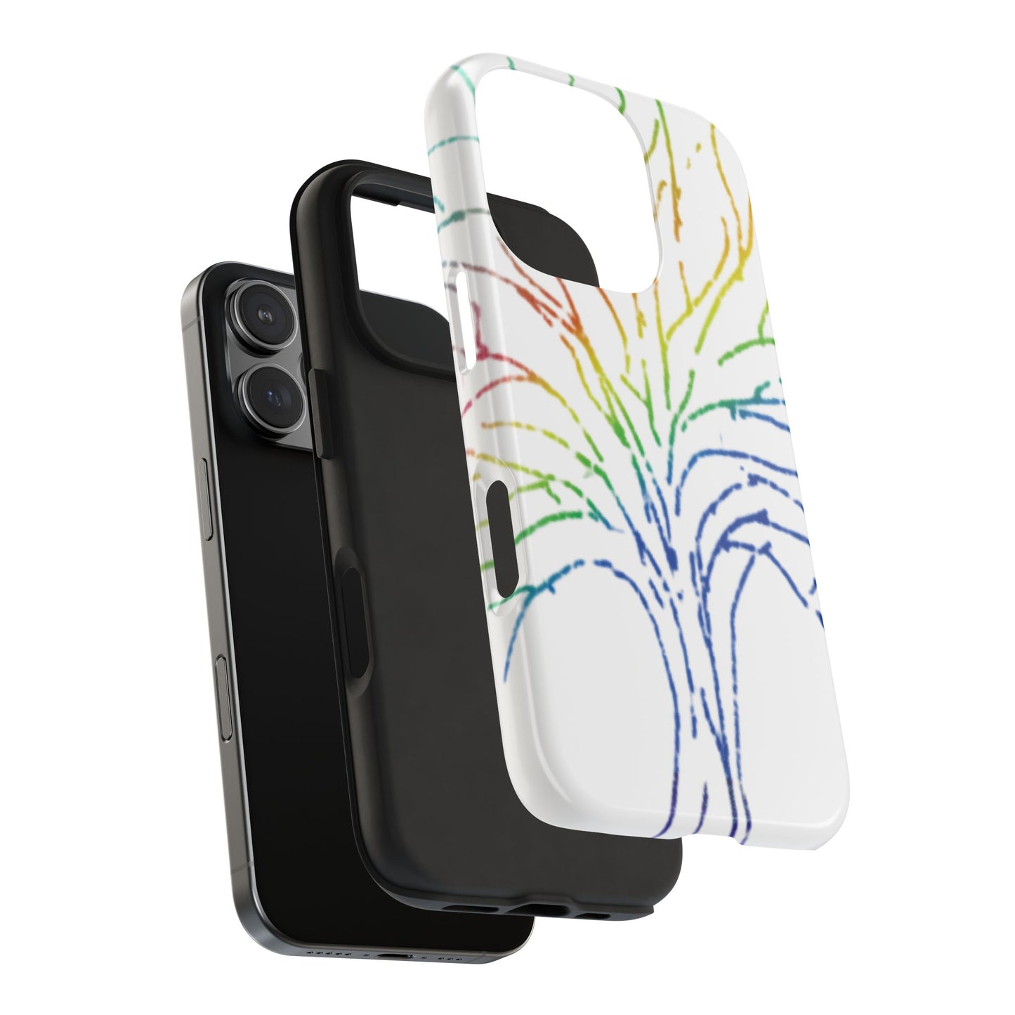 Rainbow Tree Tough Phone Cases - Colorful Nature Love Pride Gender Neutral Gifts for Friends, iPhone Samsung Wireless Charging Cover, LGBTQ+
