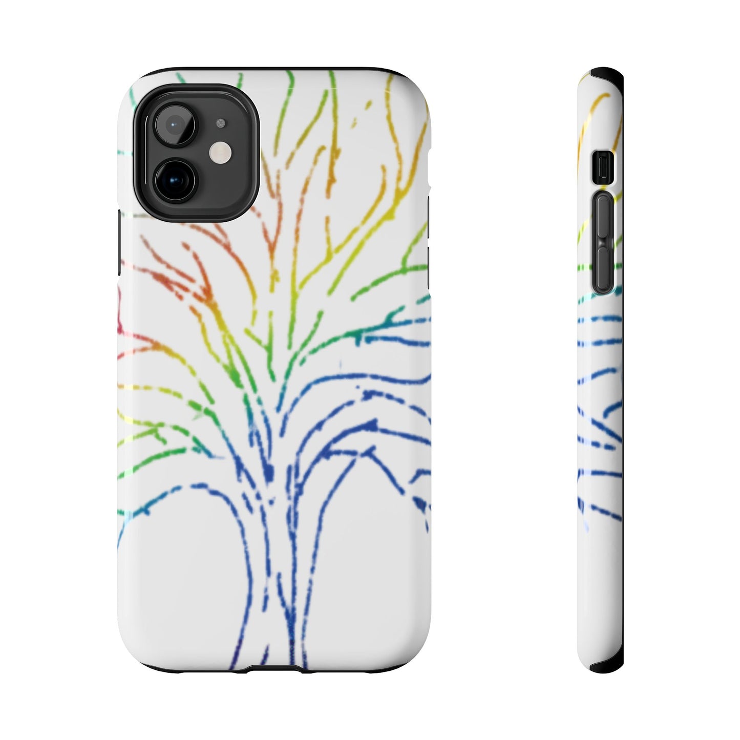 Rainbow Tree Tough Phone Cases - Colorful Nature Love Pride Gender Neutral Gifts for Friends, iPhone Samsung Wireless Charging Cover, LGBTQ+