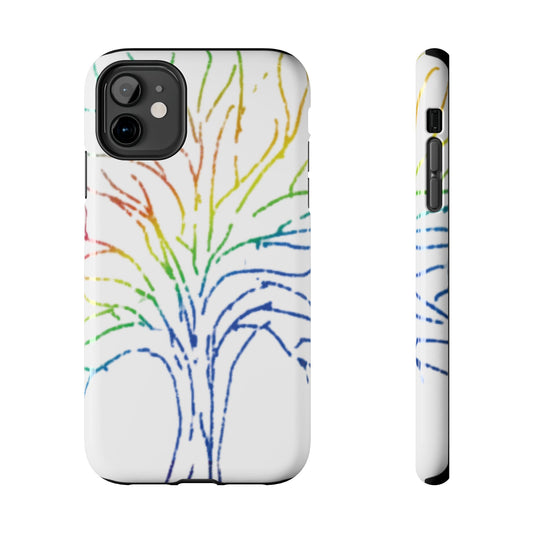 Rainbow Tree Tough Phone Cases - Colorful Nature Love Pride Gender Neutral Gifts for Friends, iPhone Samsung Wireless Charging Cover, LGBTQ+