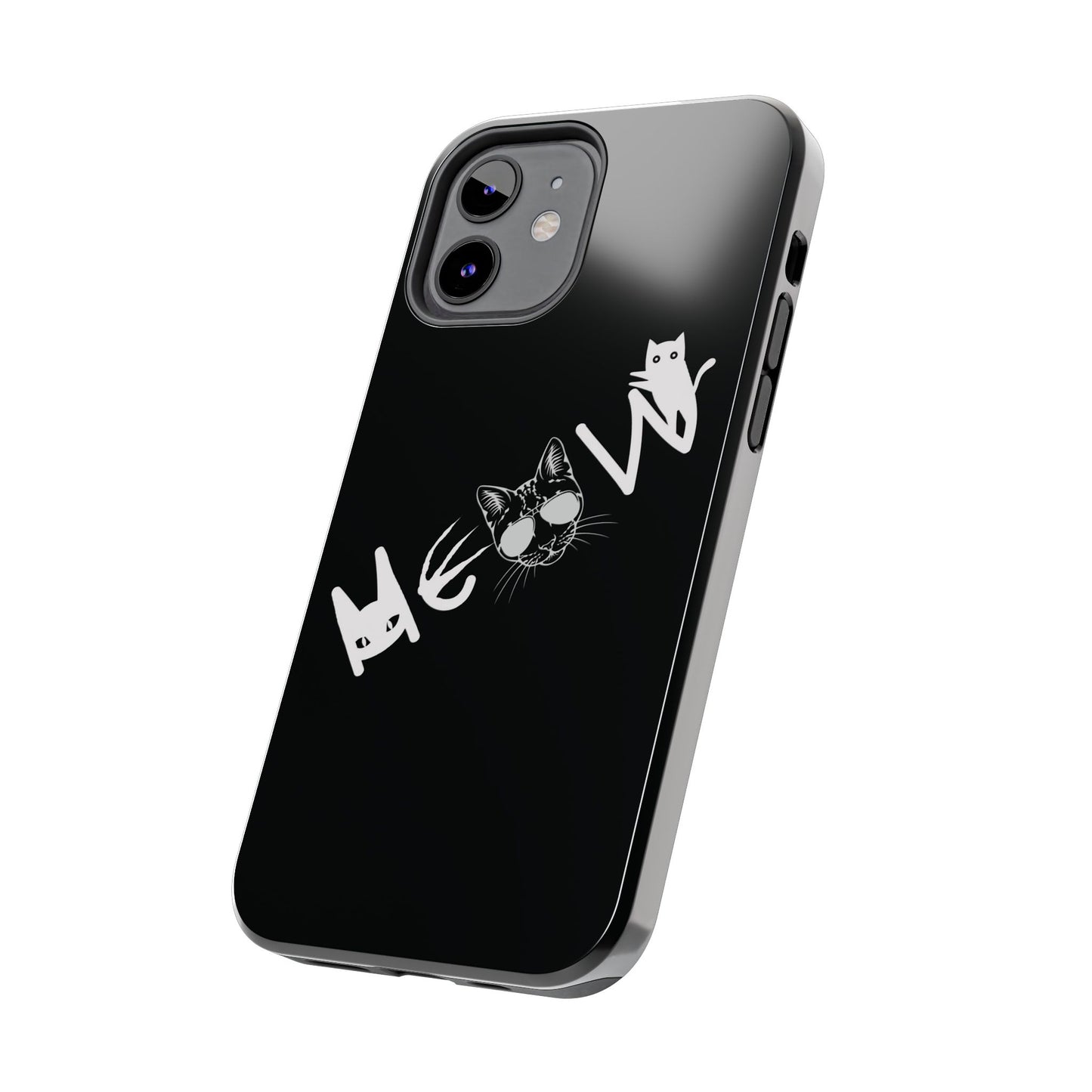 Meow Tough Phone Cases, iPhone & Samsung cases, wireless charging, cats, sassy, kitty, gender neutral, gifts, Halloween, birthday, Christmas