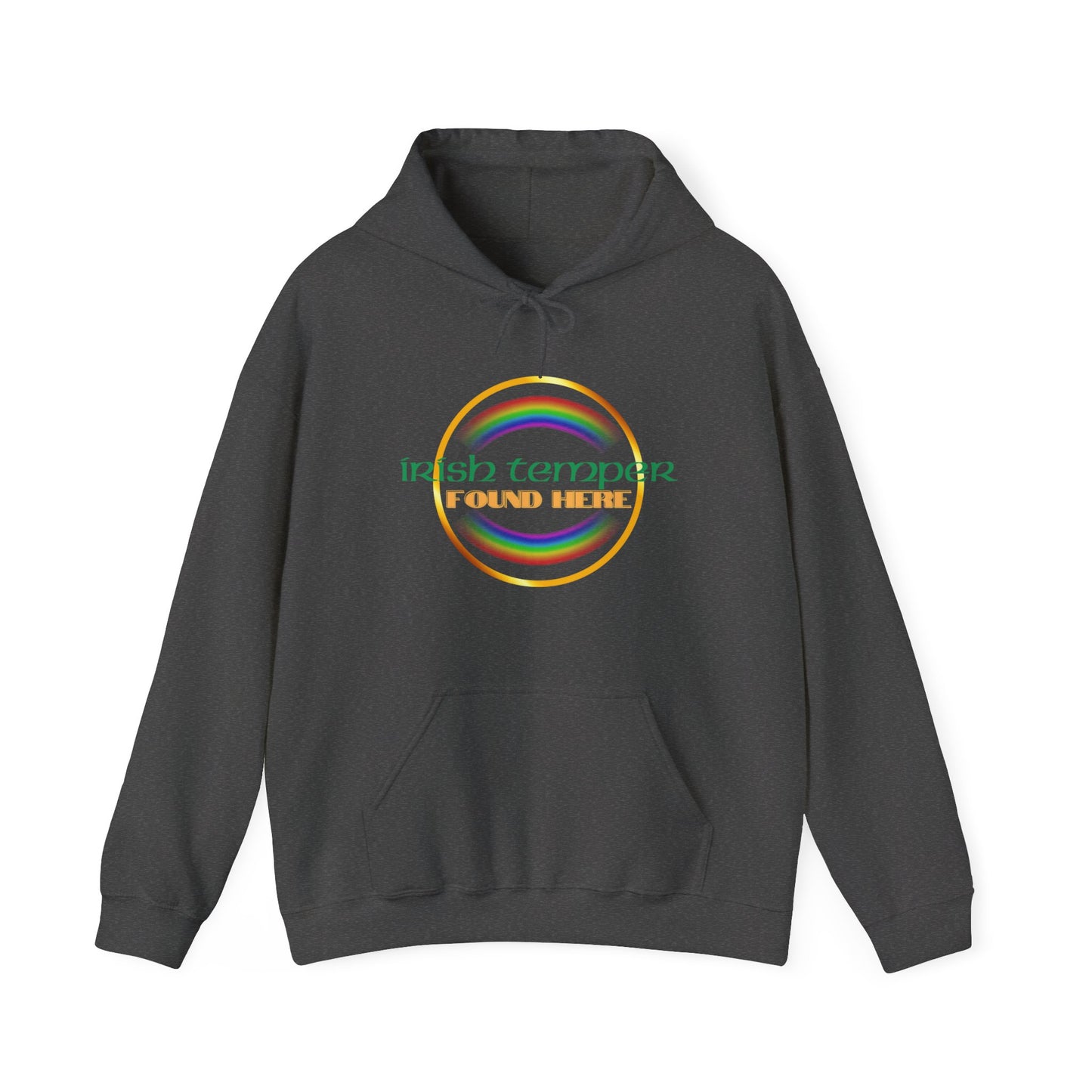 Irish Temper Found Here Unisex Heavy Blend™ Hooded Sweatshirt, rainbow, hoodie, warm, soft, gift, gender neutral, men, women, St Patricks