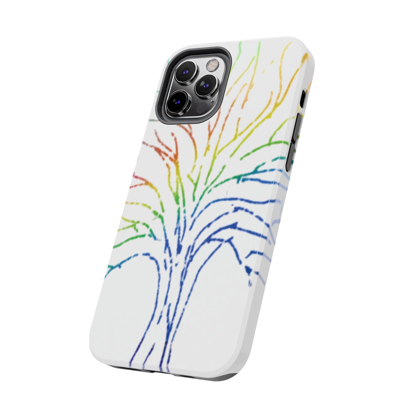 Rainbow Tree Tough Phone Cases - Colorful Nature Love Pride Gender Neutral Gifts for Friends, iPhone Samsung Wireless Charging Cover, LGBTQ+