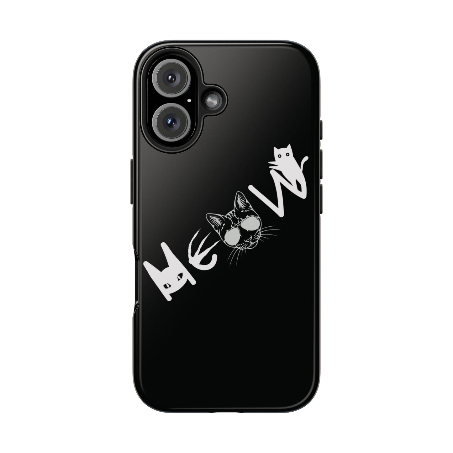 Meow Tough Phone Cases, iPhone & Samsung cases, wireless charging, cats, sassy, kitty, gender neutral, gifts, Halloween, birthday, Christmas