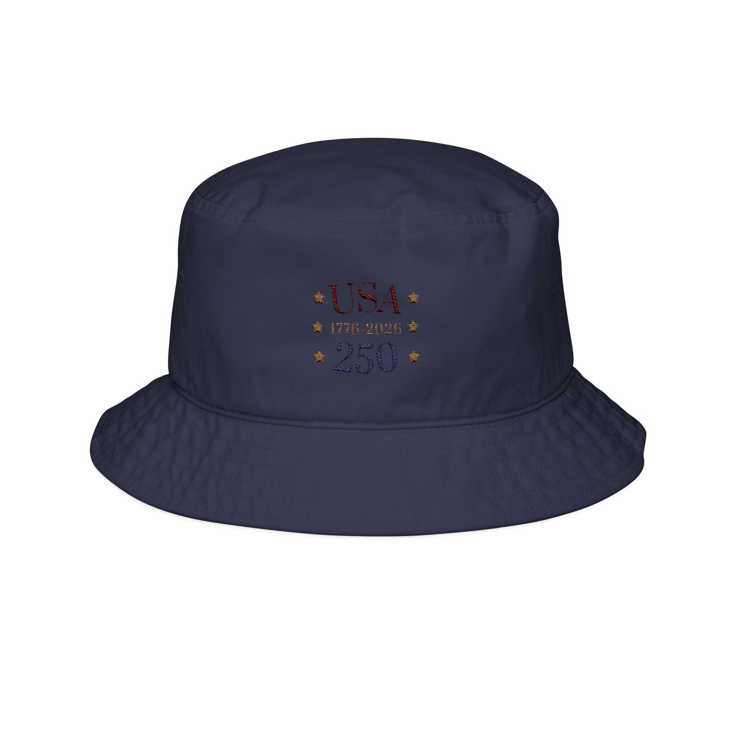 USA 250 Embroidered Bucket Hat — Patriotic 1776–2026 Anniversary
