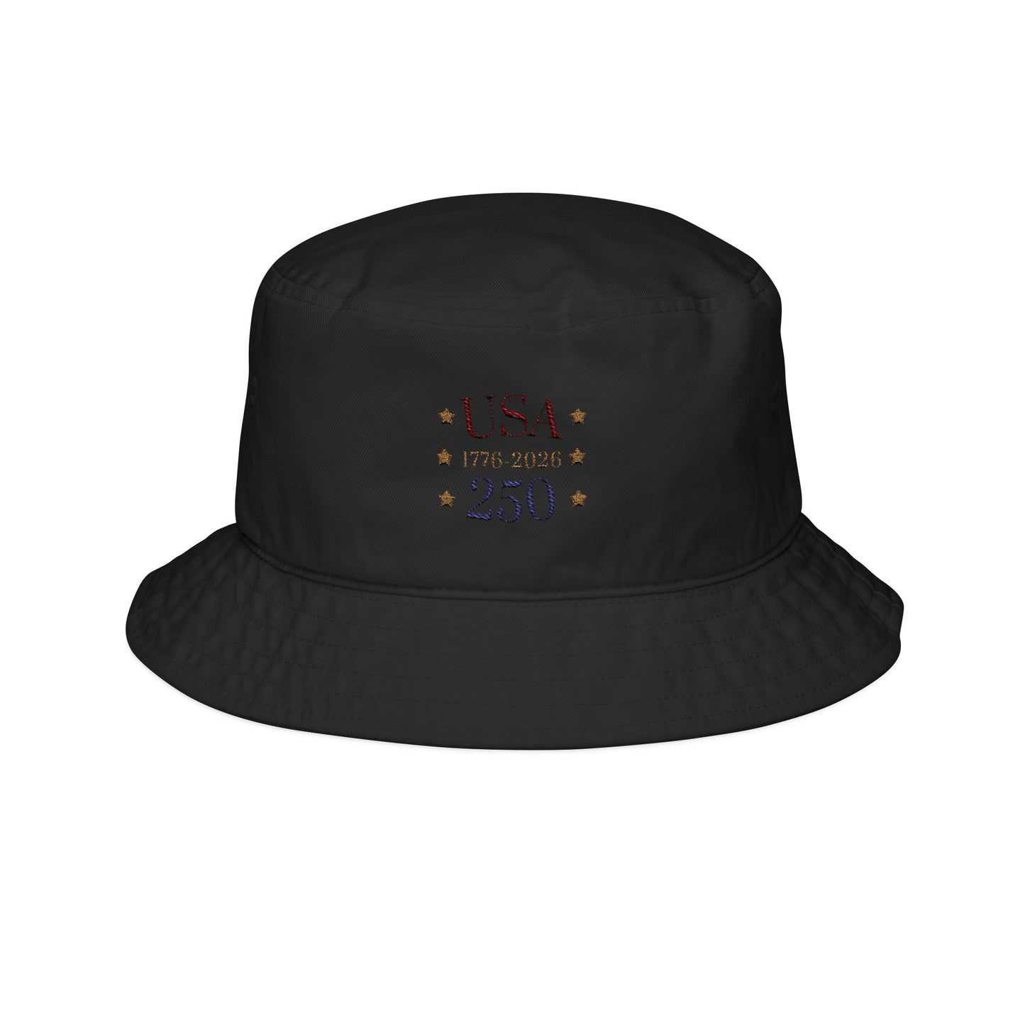 USA 250 Embroidered Bucket Hat — Patriotic 1776–2026 Anniversary