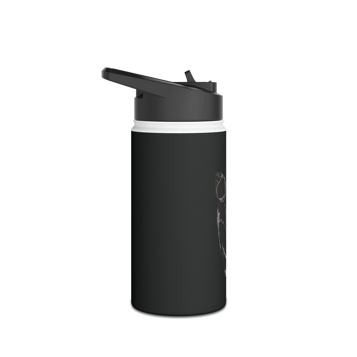 Frog Black Stainless Steel Water Bottle, Animals, Amphibians, Nature, Exercise, Eco Friendly, Gender Neutral, Men, Women, Kids, Gifts