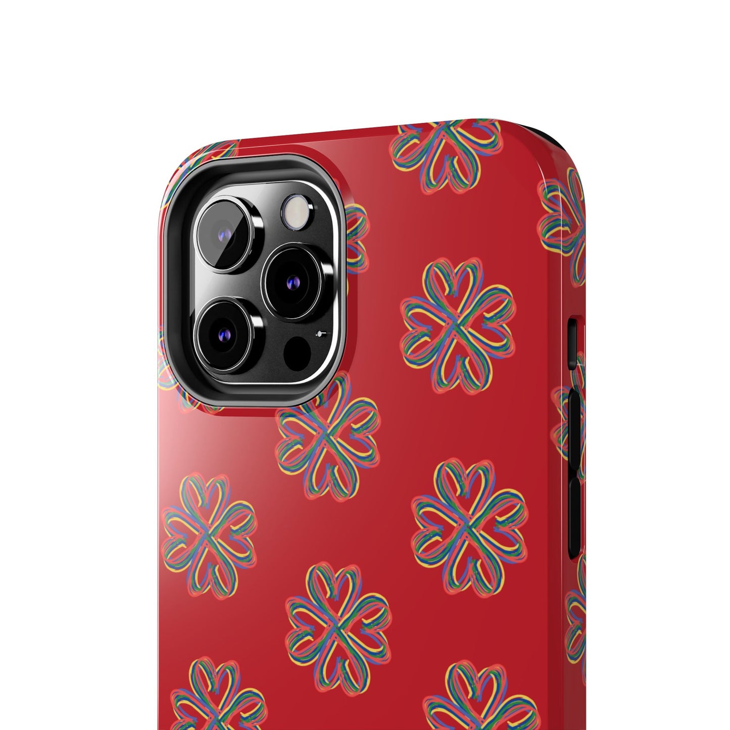 Floral Tough Phone Case, Red Phone Cover, Protective Tech Accessory, Botanical Phone Shell, Gift for Gardeners, Colorful, Wireless Charging