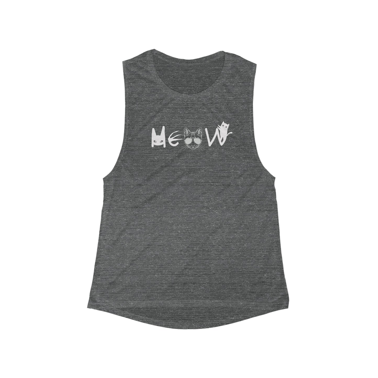 Meow Women's Flowy Scoop Muscle Tank, equality, inclusion, election, cats, sassy, exercise, womens tee, gift, friends, sleeveless, birthday